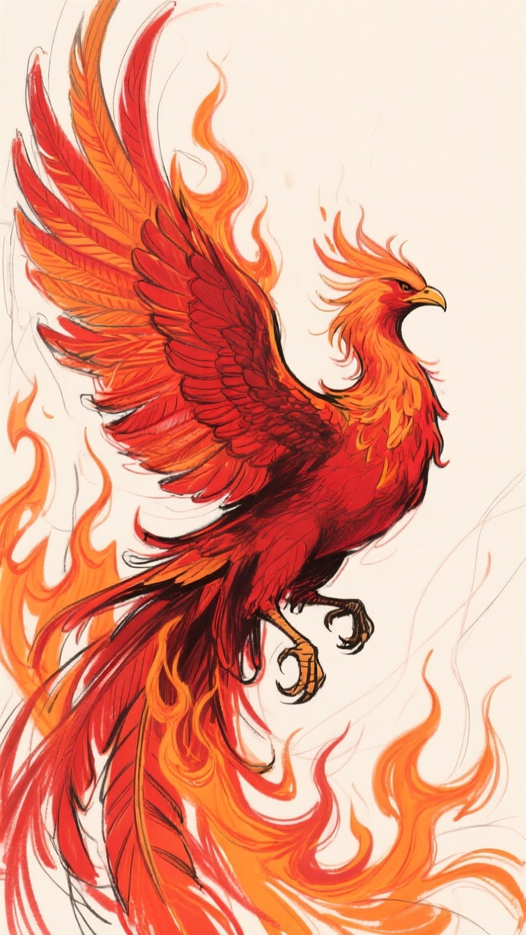 Desen Cool cu Phoenix În Flăcări Fundal