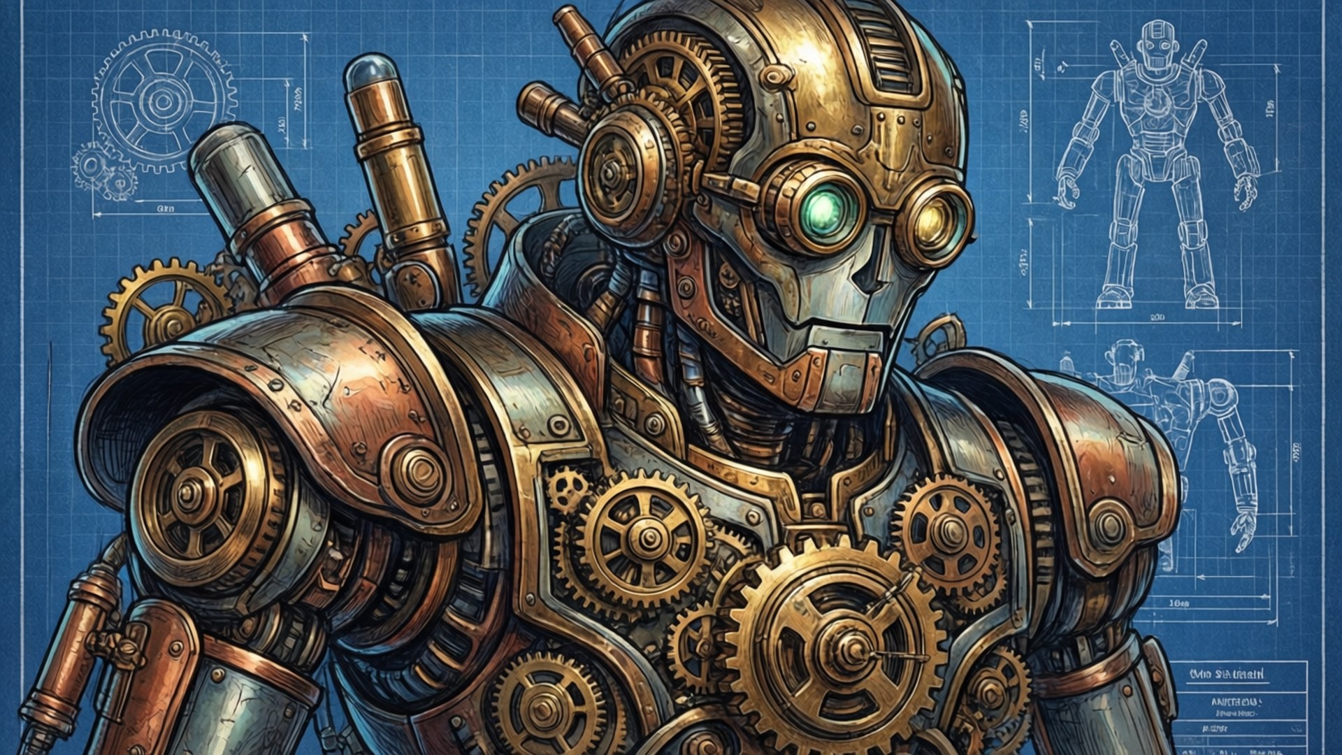 Desen Cool cu Robot Steampunk Fundal