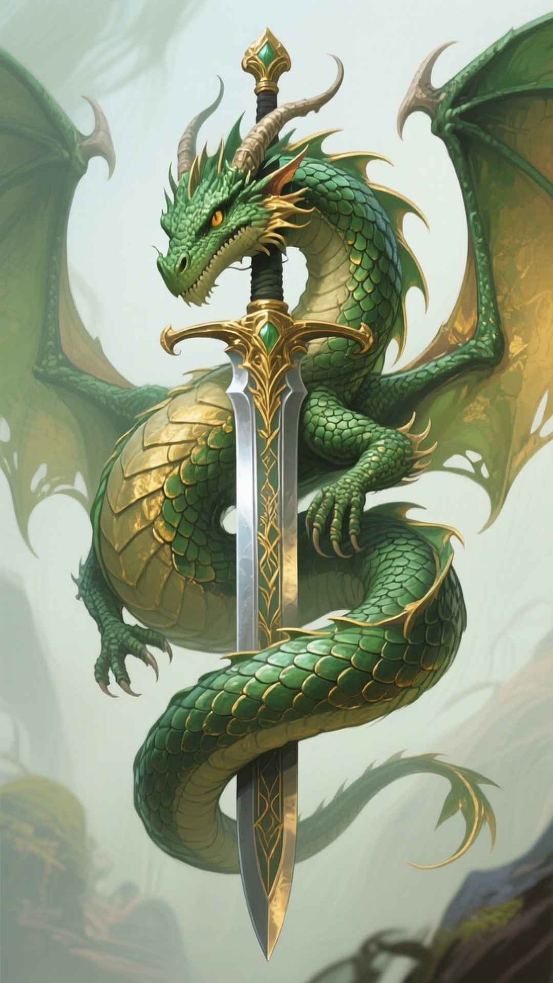 Desen Cool cu Sabie și Dragon Fundal