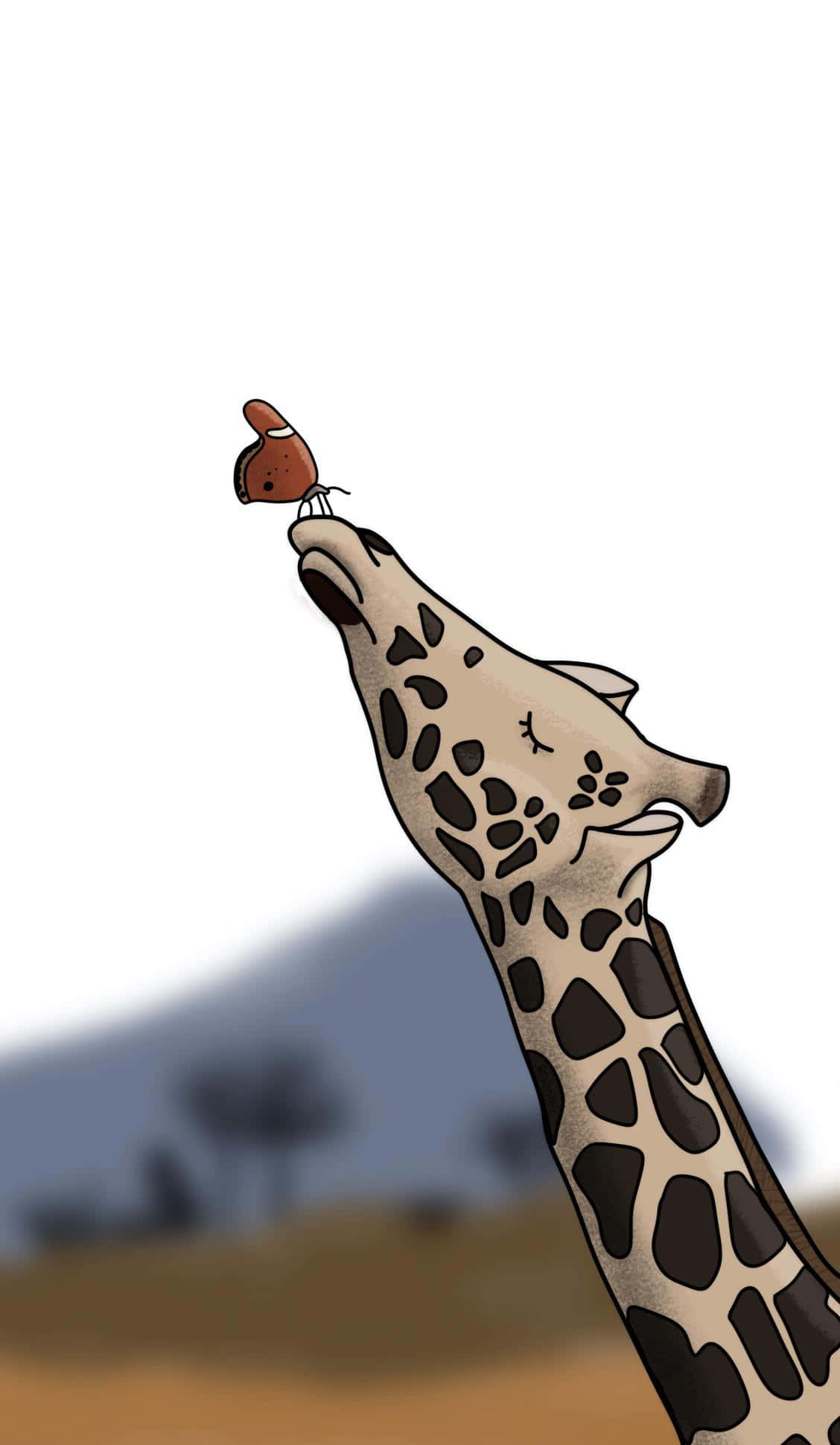 Desen Drăguț de Girafă cu Fluturaș Fundal