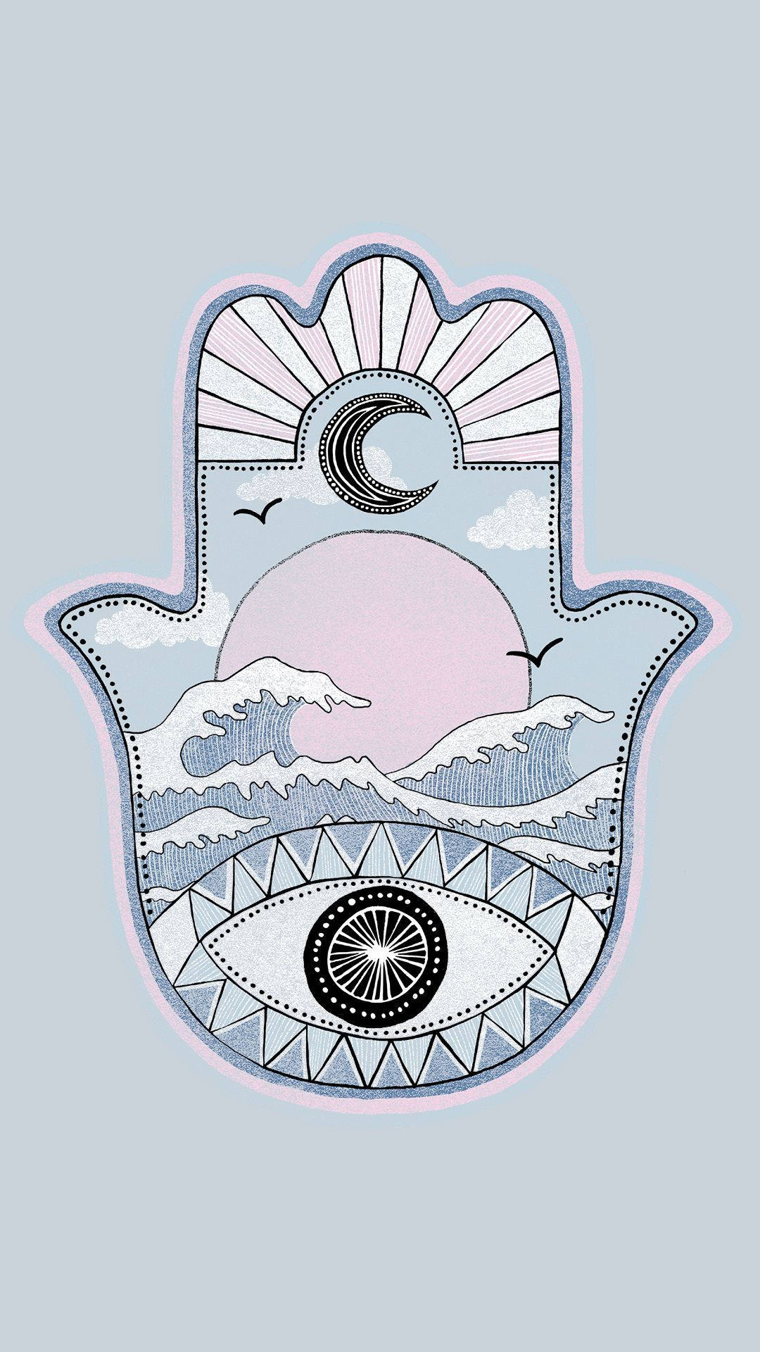Desen estetic spiritual de amulet Hamsa Fundal