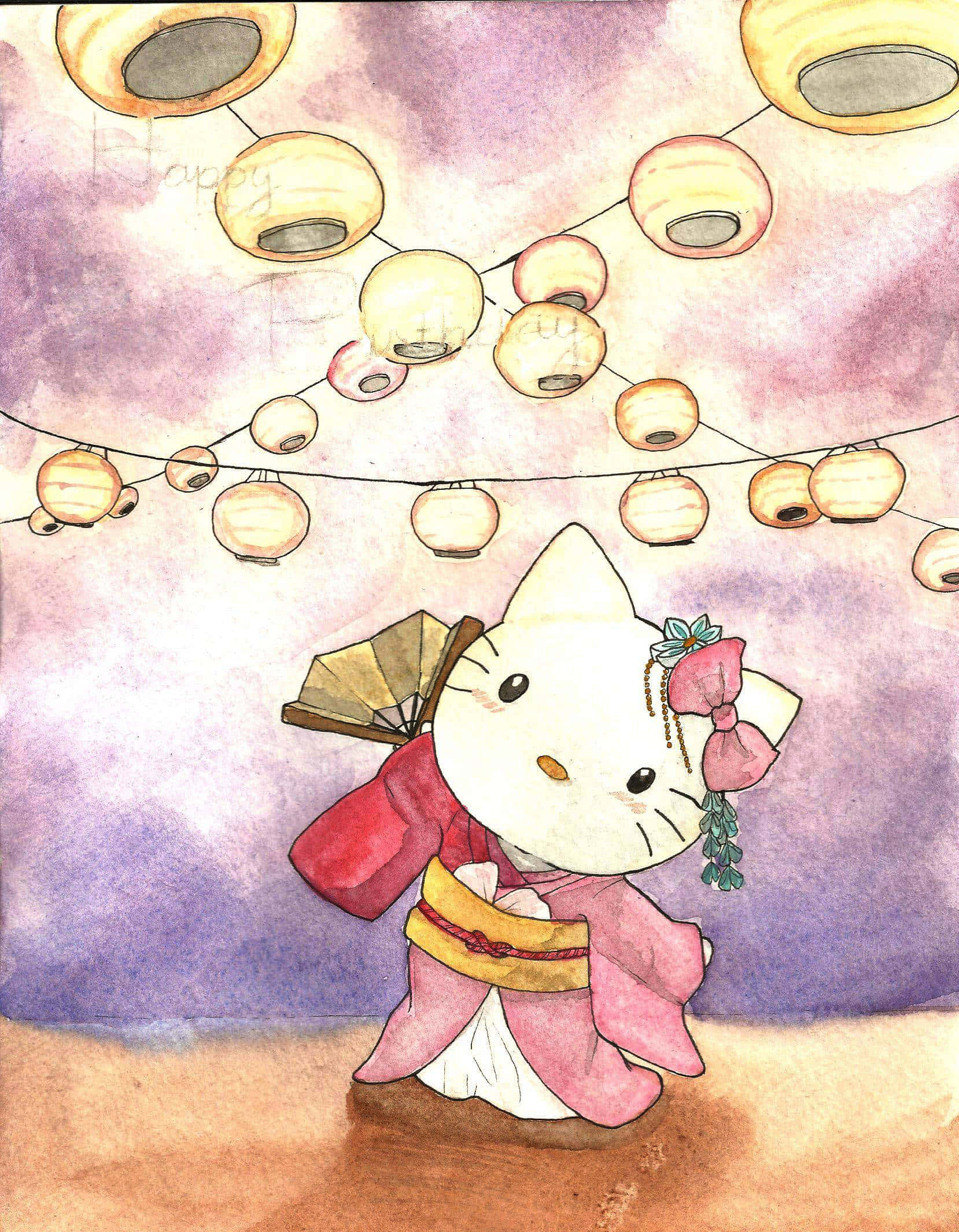 Desen Hello Kitty Sanrio Pfp Fundal