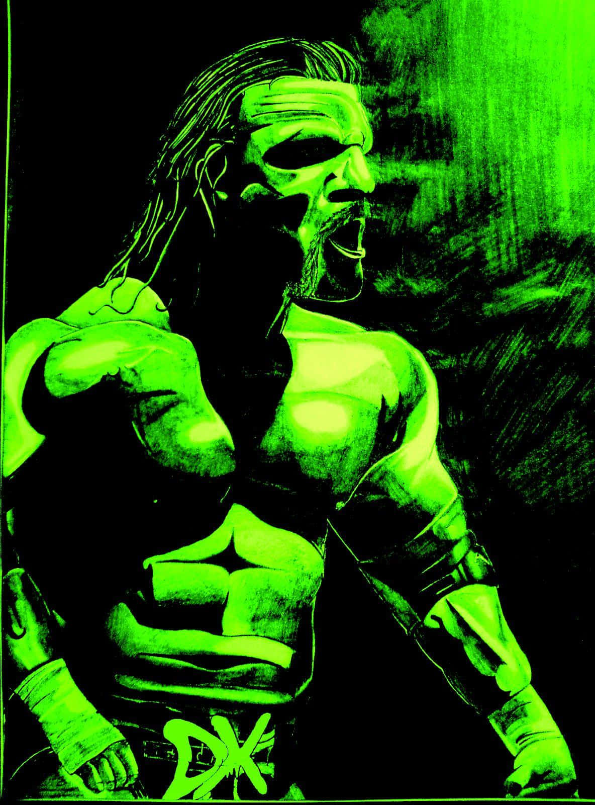 Desen Neon Verde Triple H Fundal