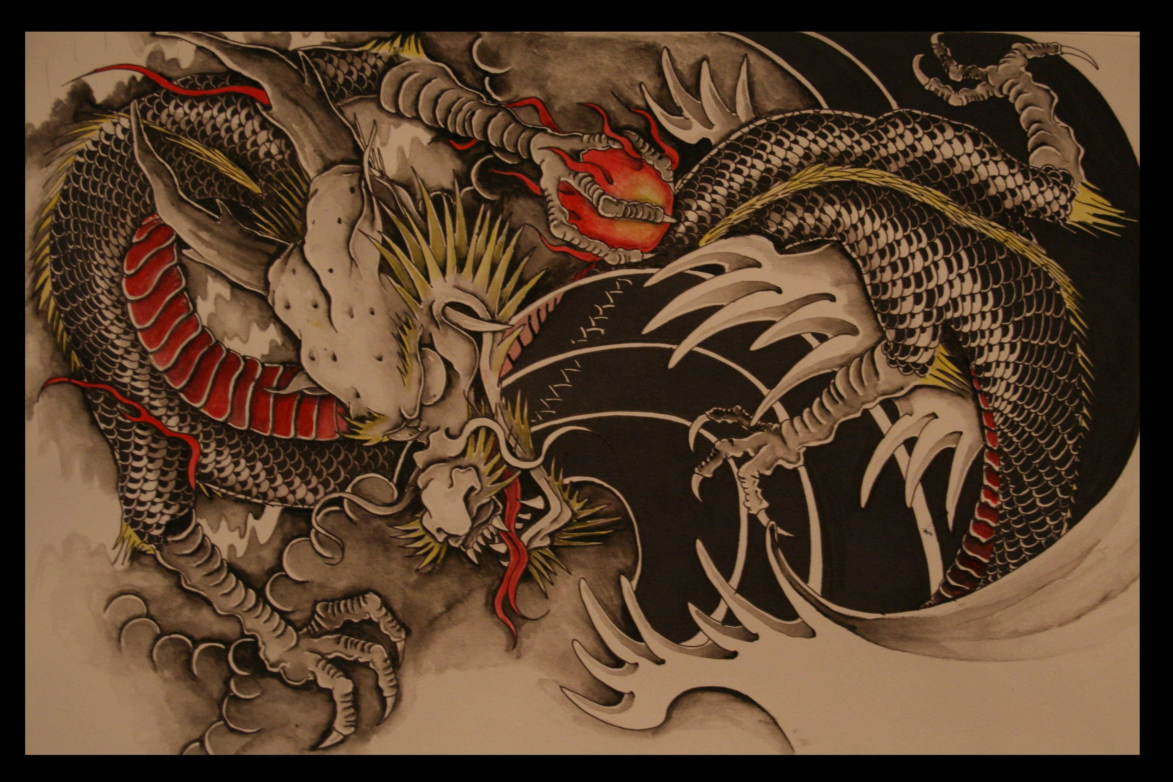 Desen PC cu Dragon Japonez Cool Fundal