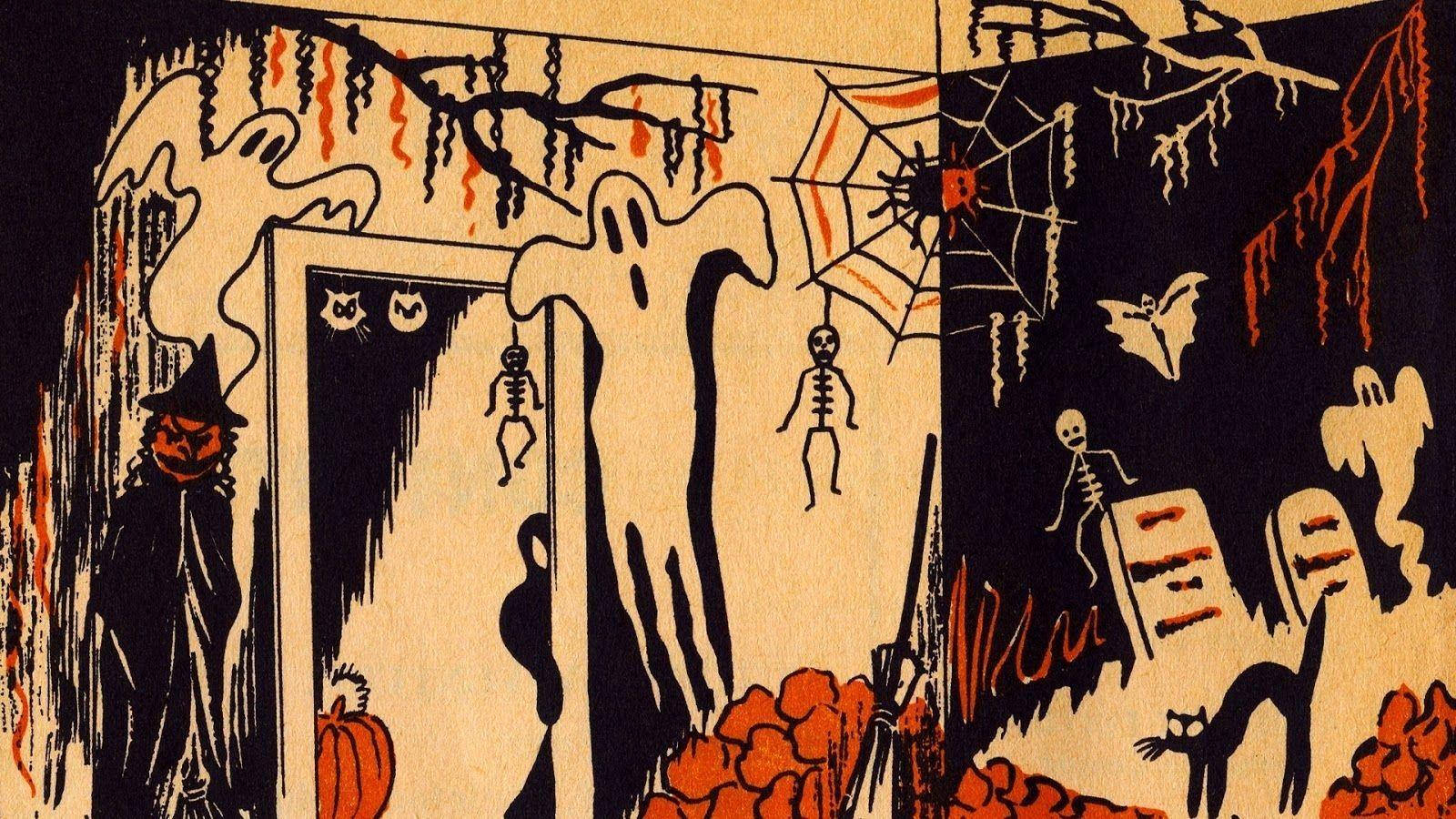 Desen vintage de Halloween Fundal