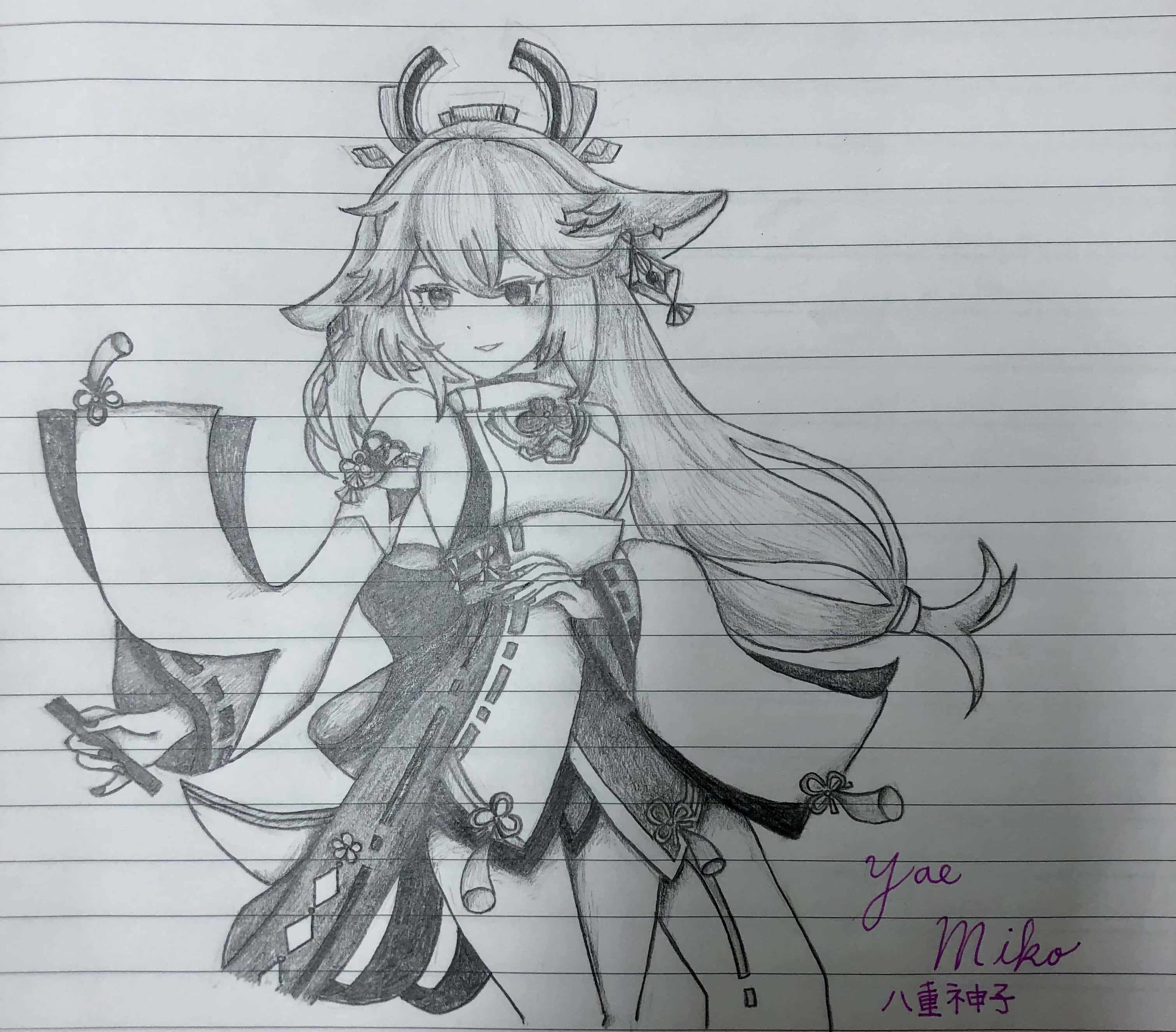 Desen Yae Miko Pfp Fundal