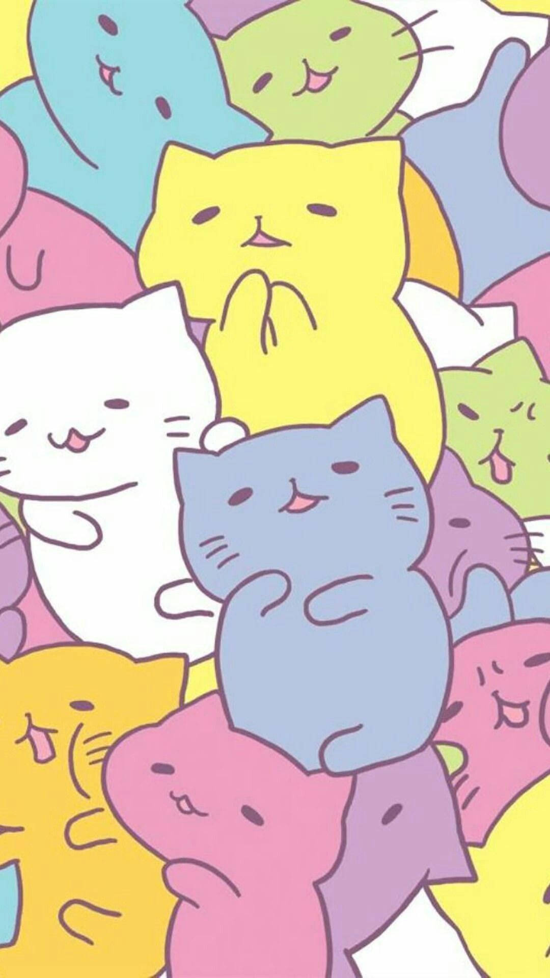 Desene adorabile cu pisici Kawaii pe iPad Fundal
