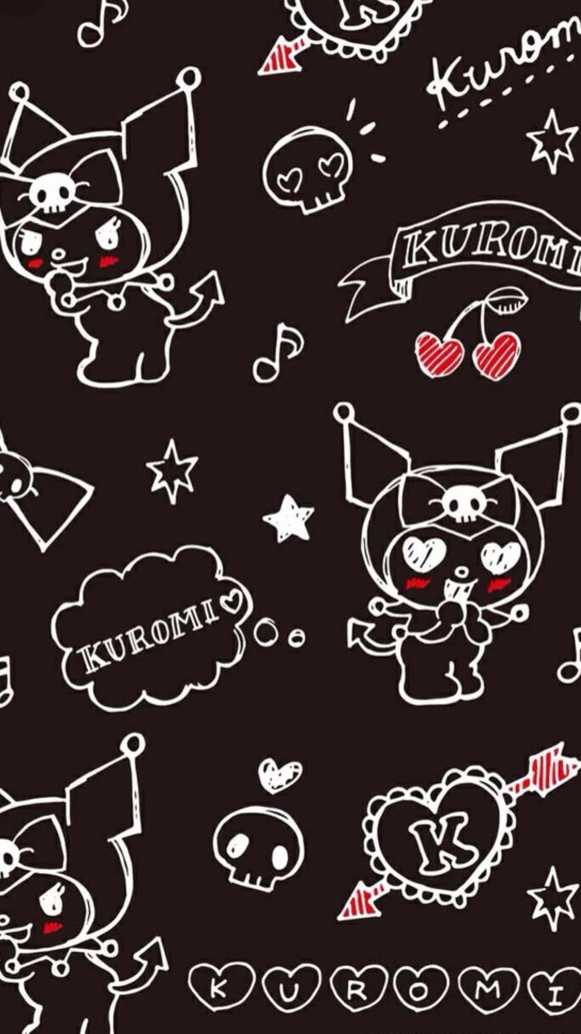 Desene Kuromi pe iPhone Fundal Negru Fundal