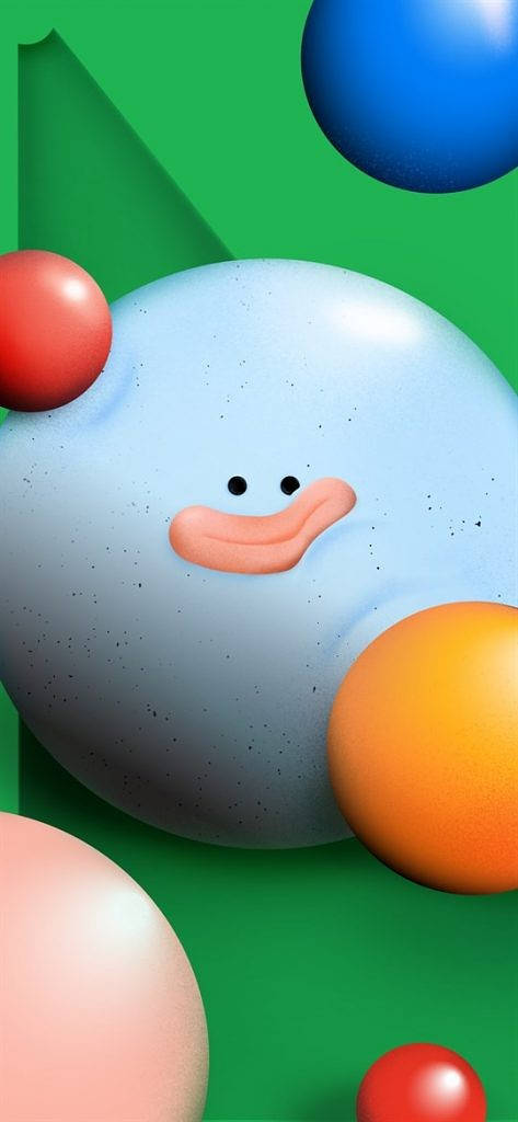 Design 3D exuberant al unei sfere zâmbitoare pe Google Pixel 4a Fundal