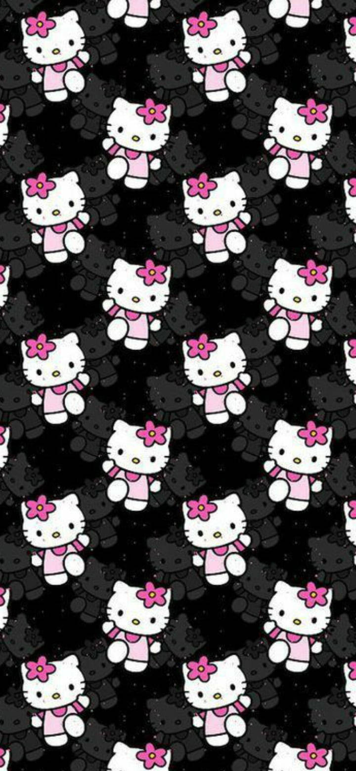 Design Adorabil cu Hello Kitty Negru Fundal