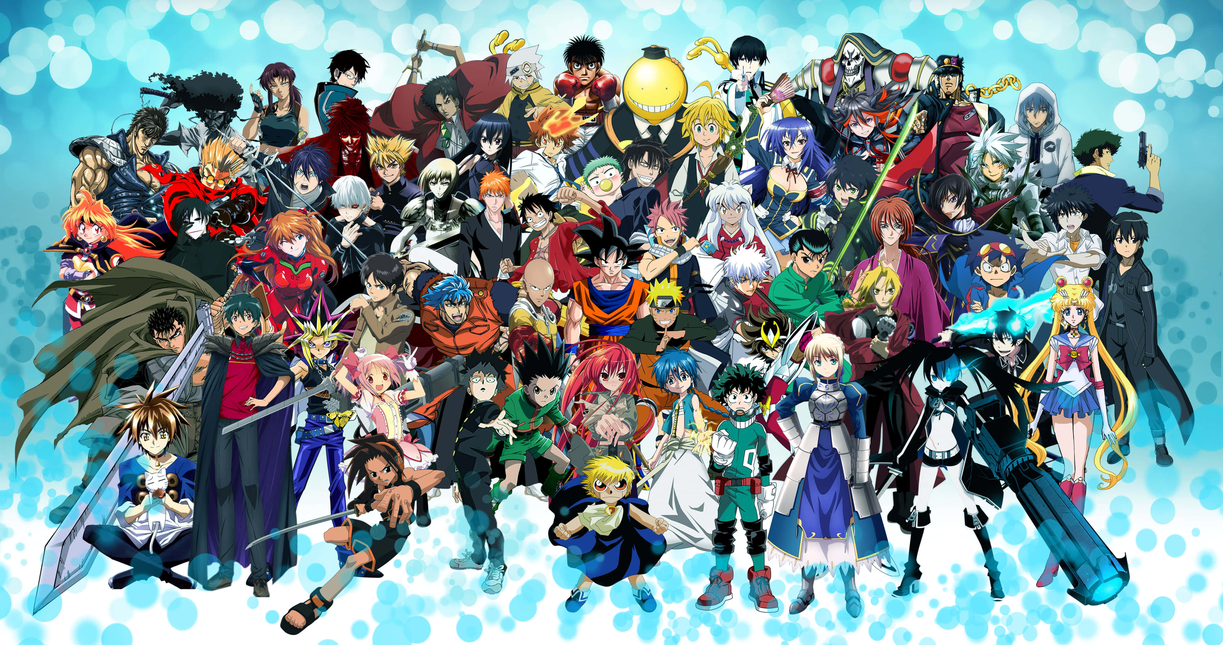 Design Bokeh cu Toate Personajele Anime HD Fundal
