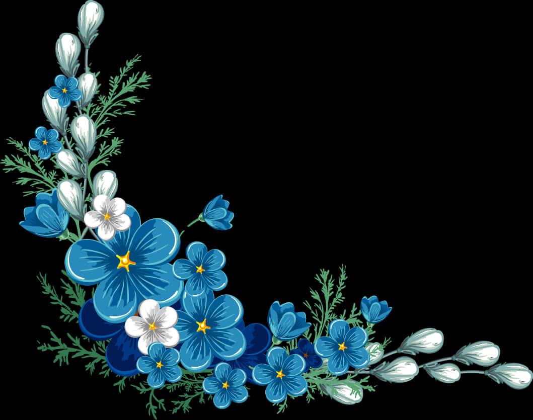 Design cu colț floral albastru Fundal