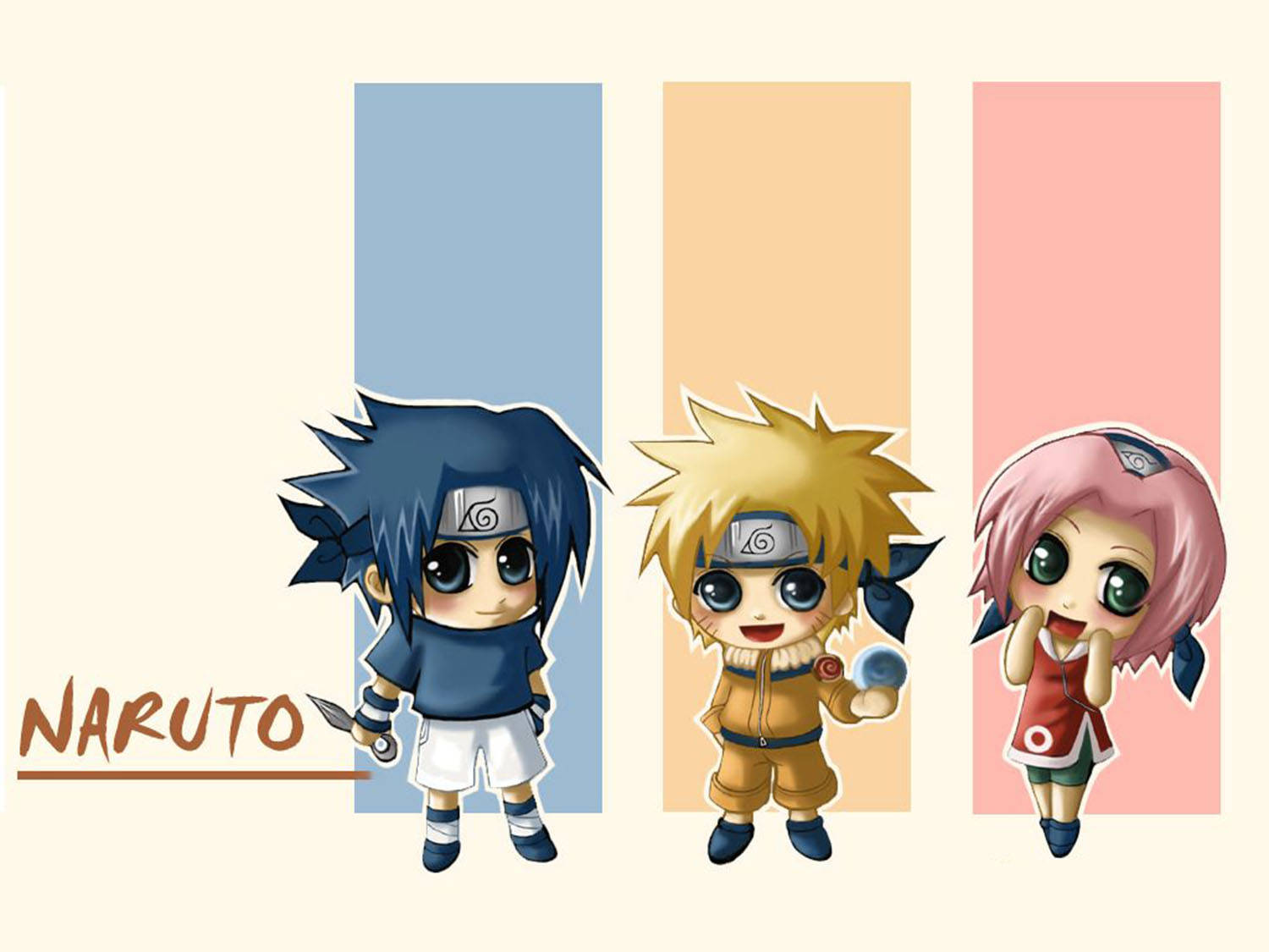 Design cu dungi și Naruto drăguț Fundal
