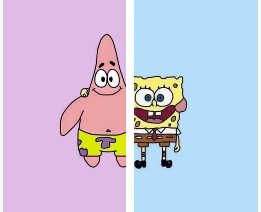 Design drăguț de fundal Patrick și SpongeBob pentru cei mai buni prieteni Fundal