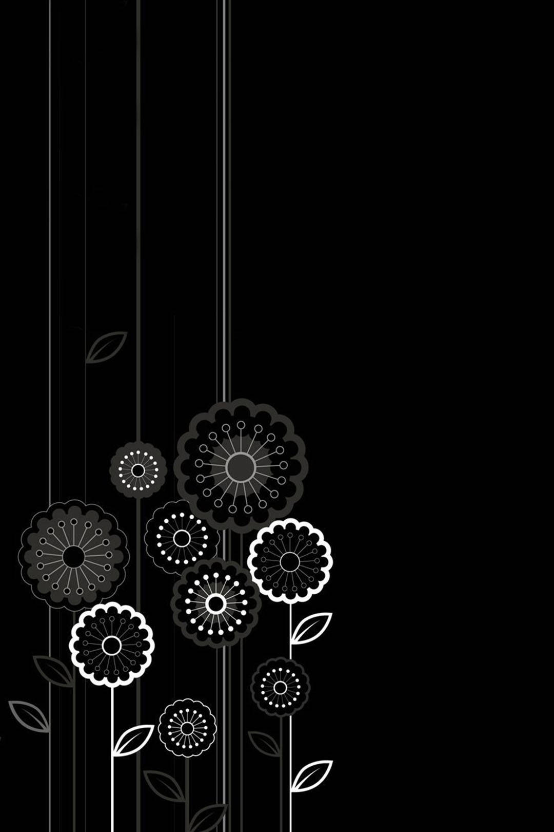 Design Floral Desenat Închis Android Fundal