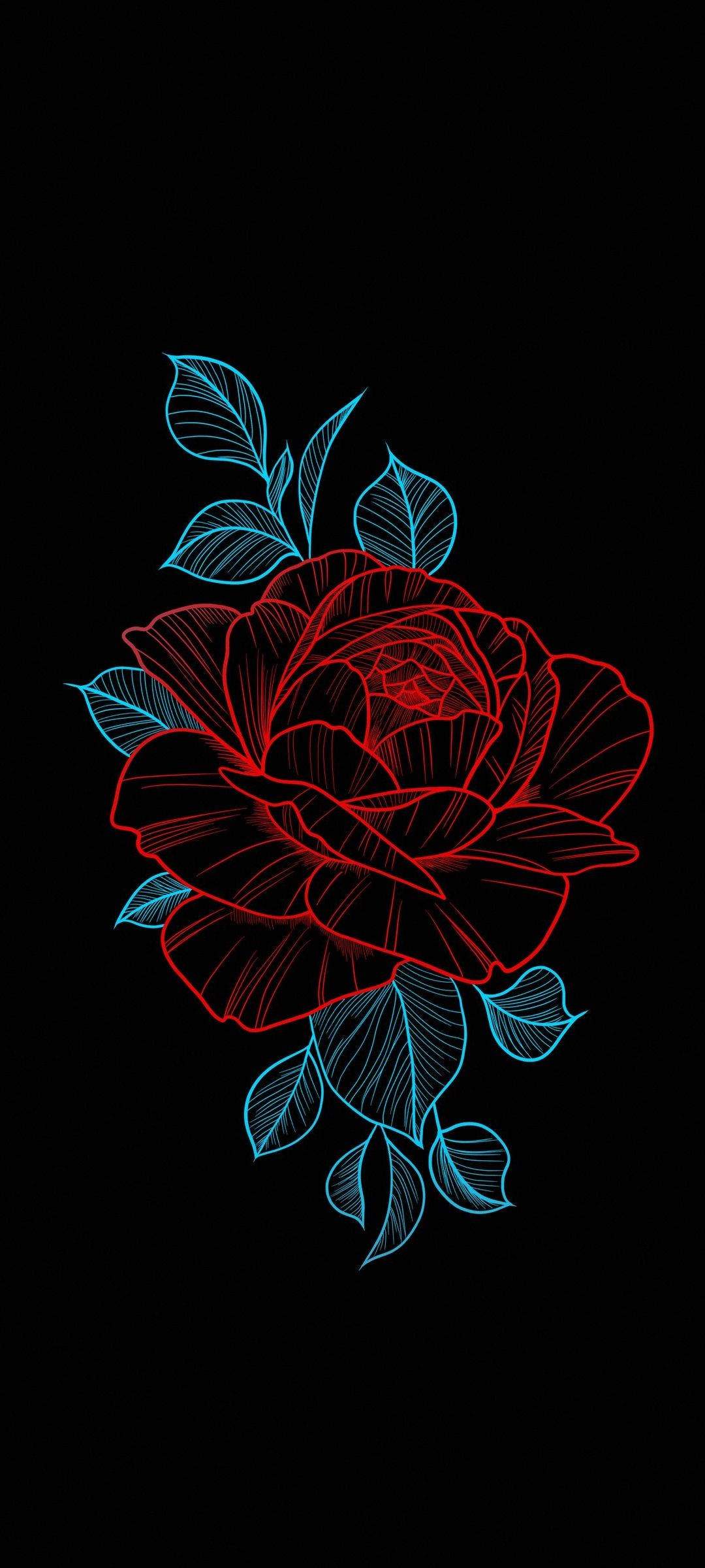 Design Floral Trandafir Neon Fundal