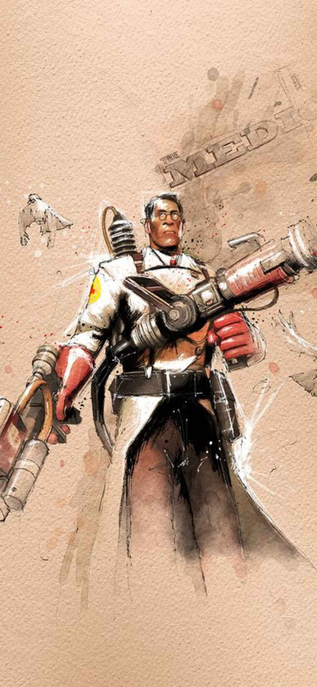 Design Portret Personaj Medic iPhone Xs Max Team Fortress 2 Fundal