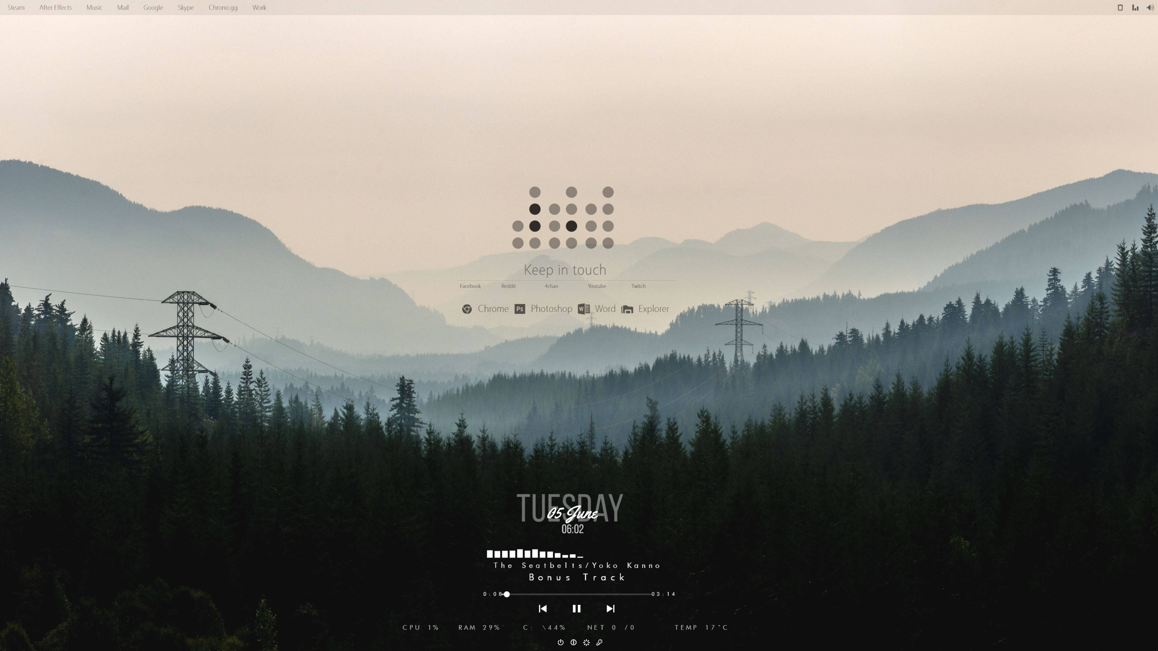 Design Rainmeter cu Pădure și Munte Fundal