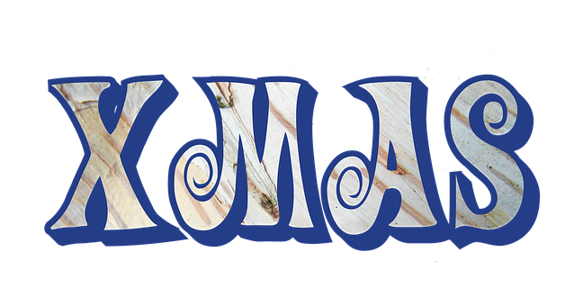 Design text X M A S în albastru Fundal