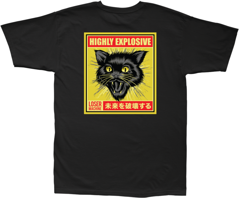 Design tricou cu pisica neagra foarte exploziva Fundal