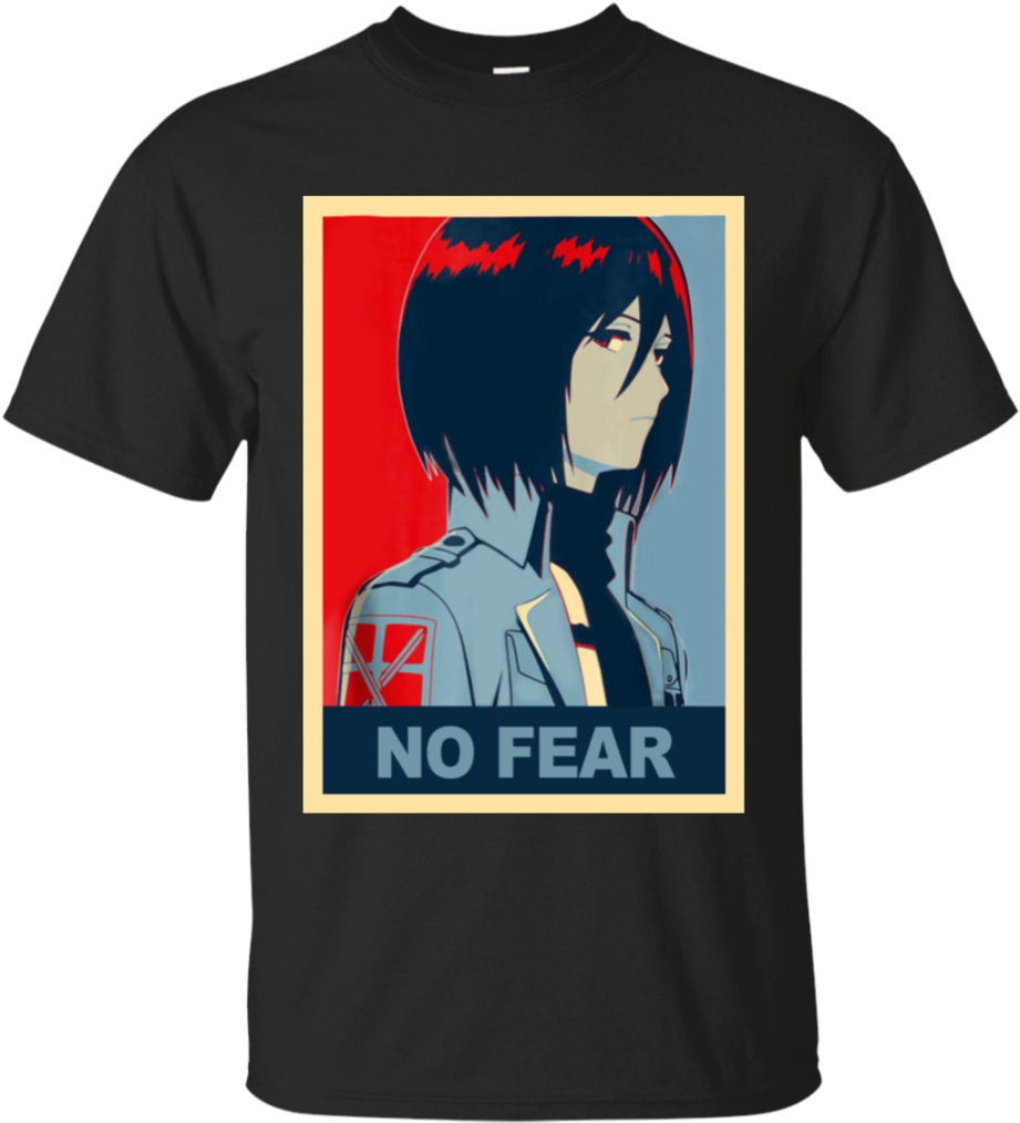 Design tricou Mikasa Ackerman Fără Teamă Fundal