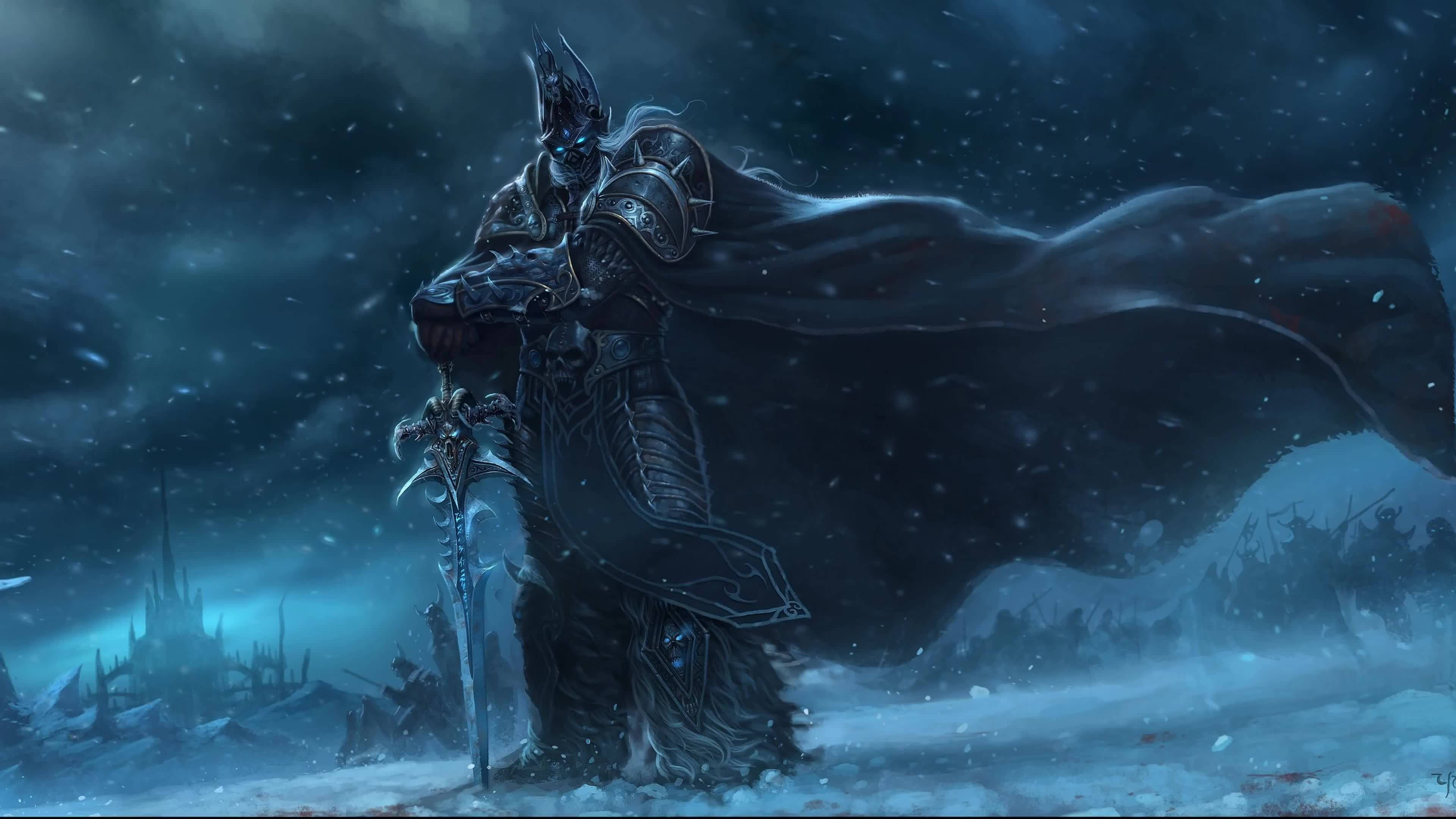 Desktop cu Arthas Menethil în mișcare 4K Fundal