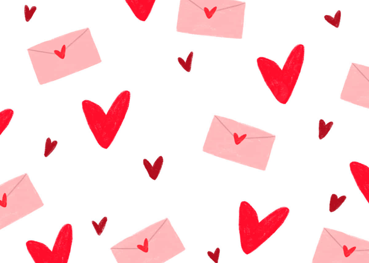 Digital Art Draguț cu Inimi Roșii de Valentine Fundal