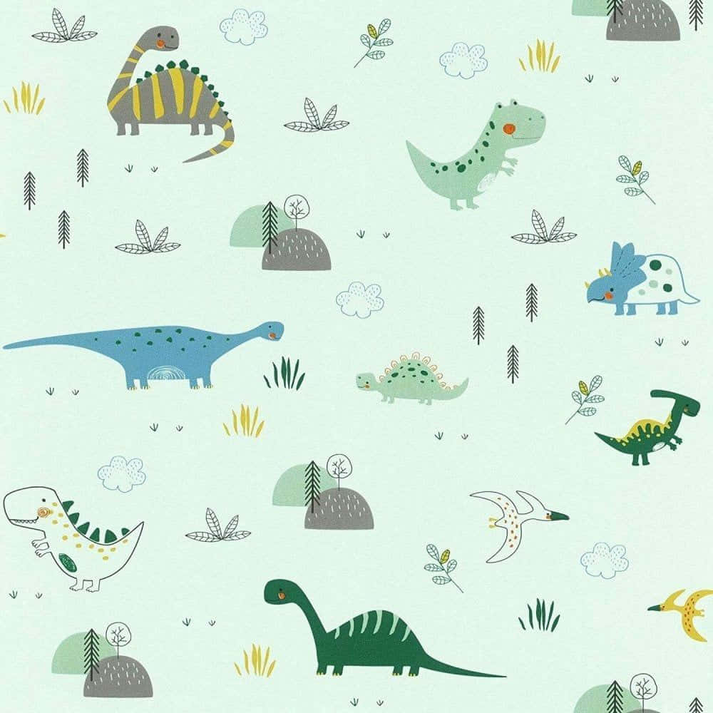 Dinozaur adorabil și colorat în natură Fundal