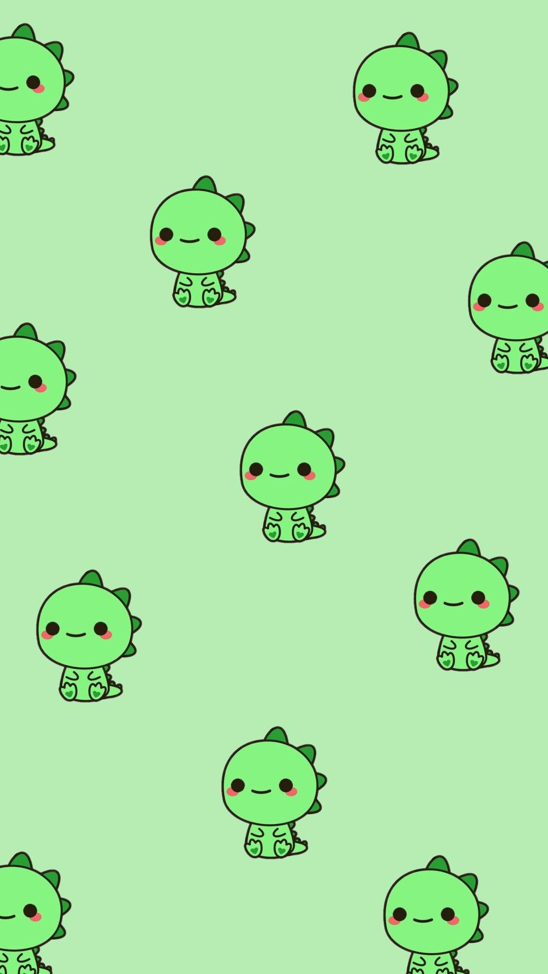 Dinozaur Kawaii Verde pentru iPhone Fundal