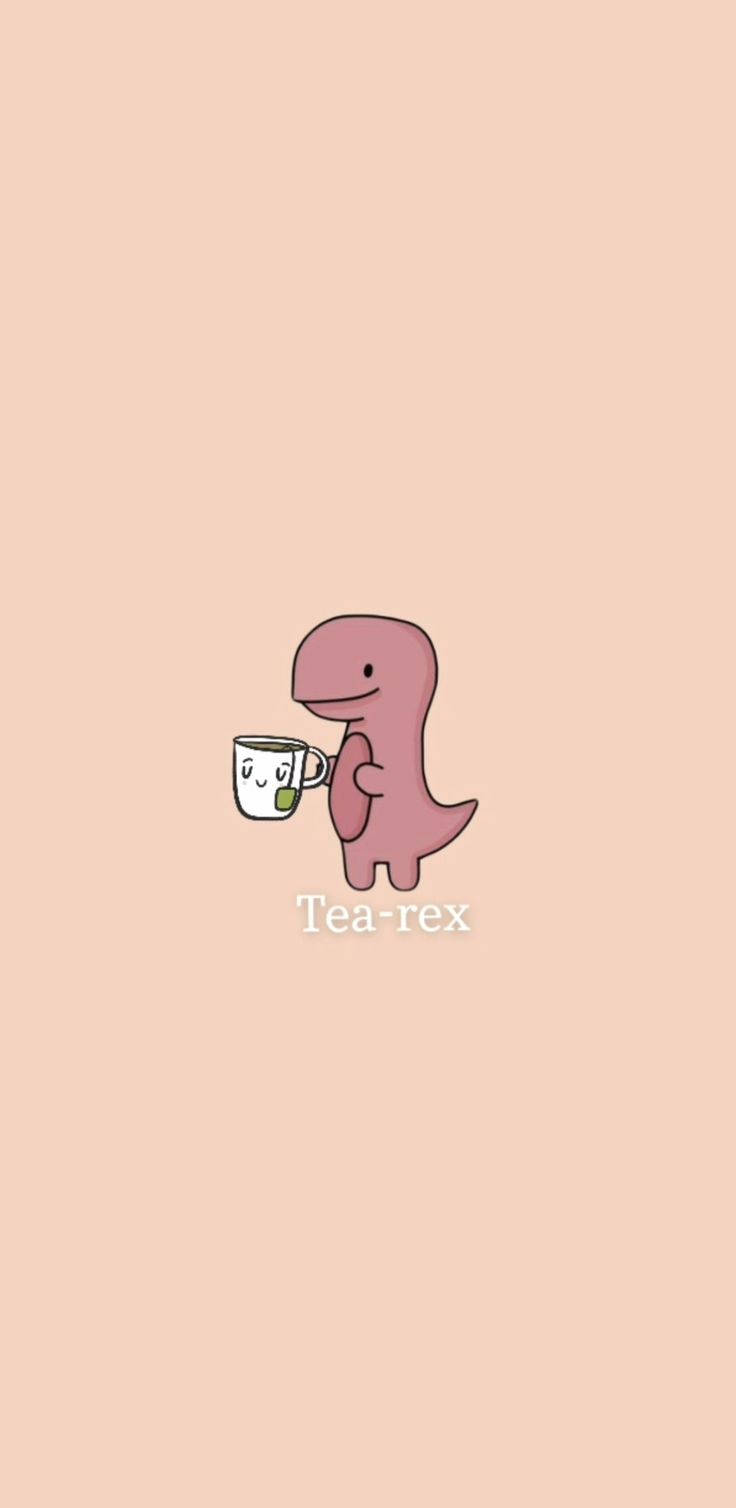 Dinozaur Kawaii Tea-rex pentru iPhone Fundal