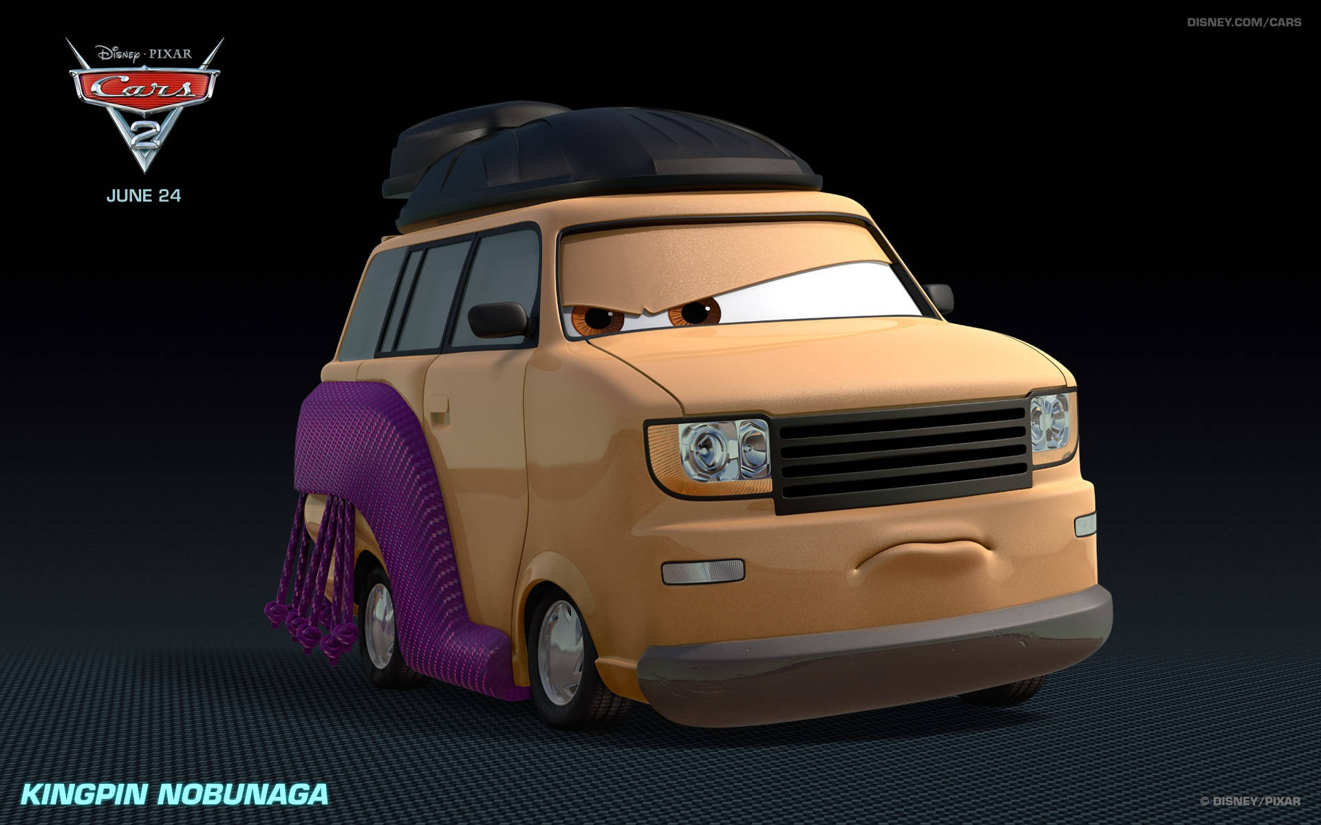 Disney Pixar Kingpin Nobunaga din Cars 2 Fundal