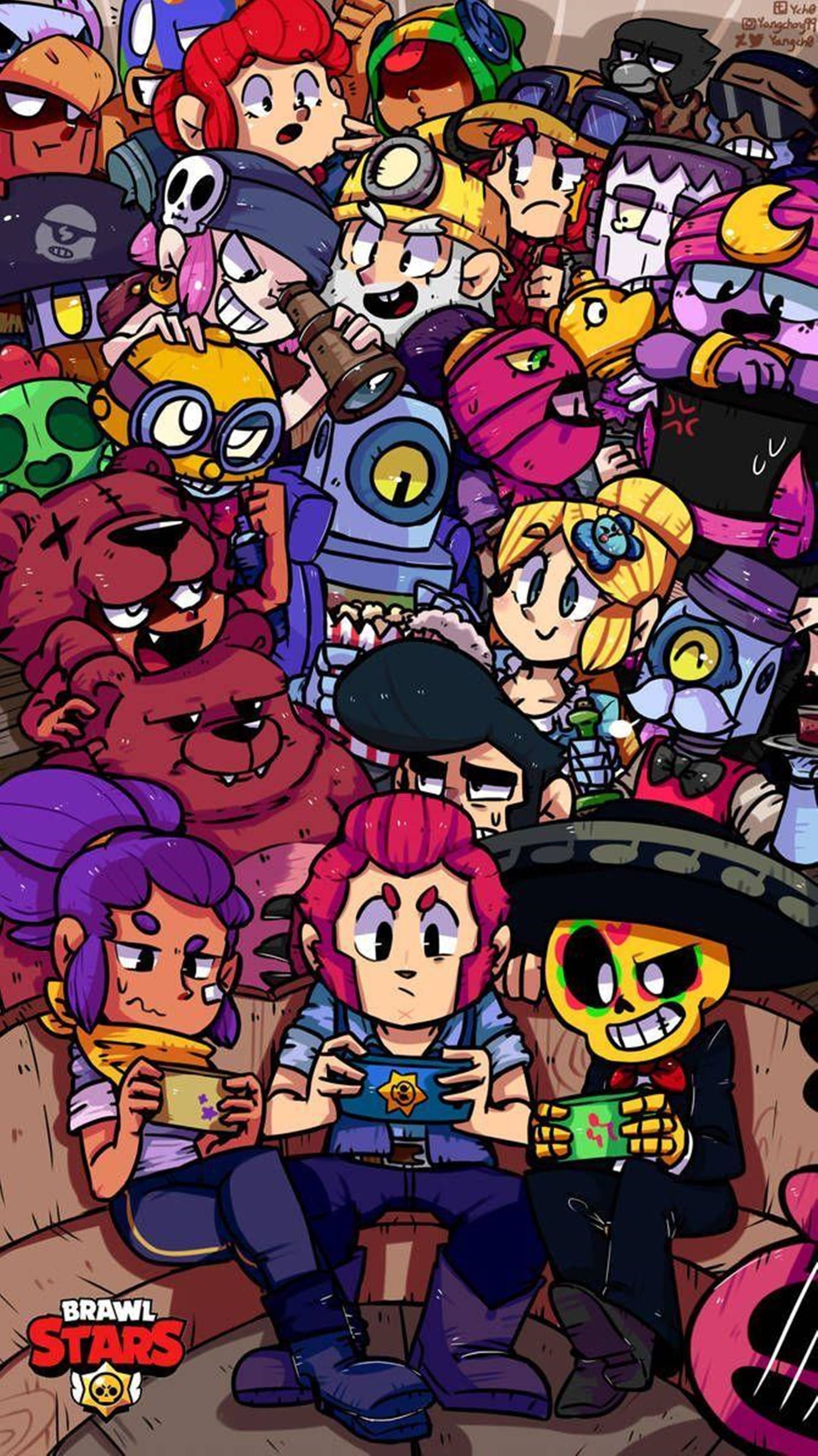 Distracție cu Personajele MOBA Brawl Stars 4K Fundal