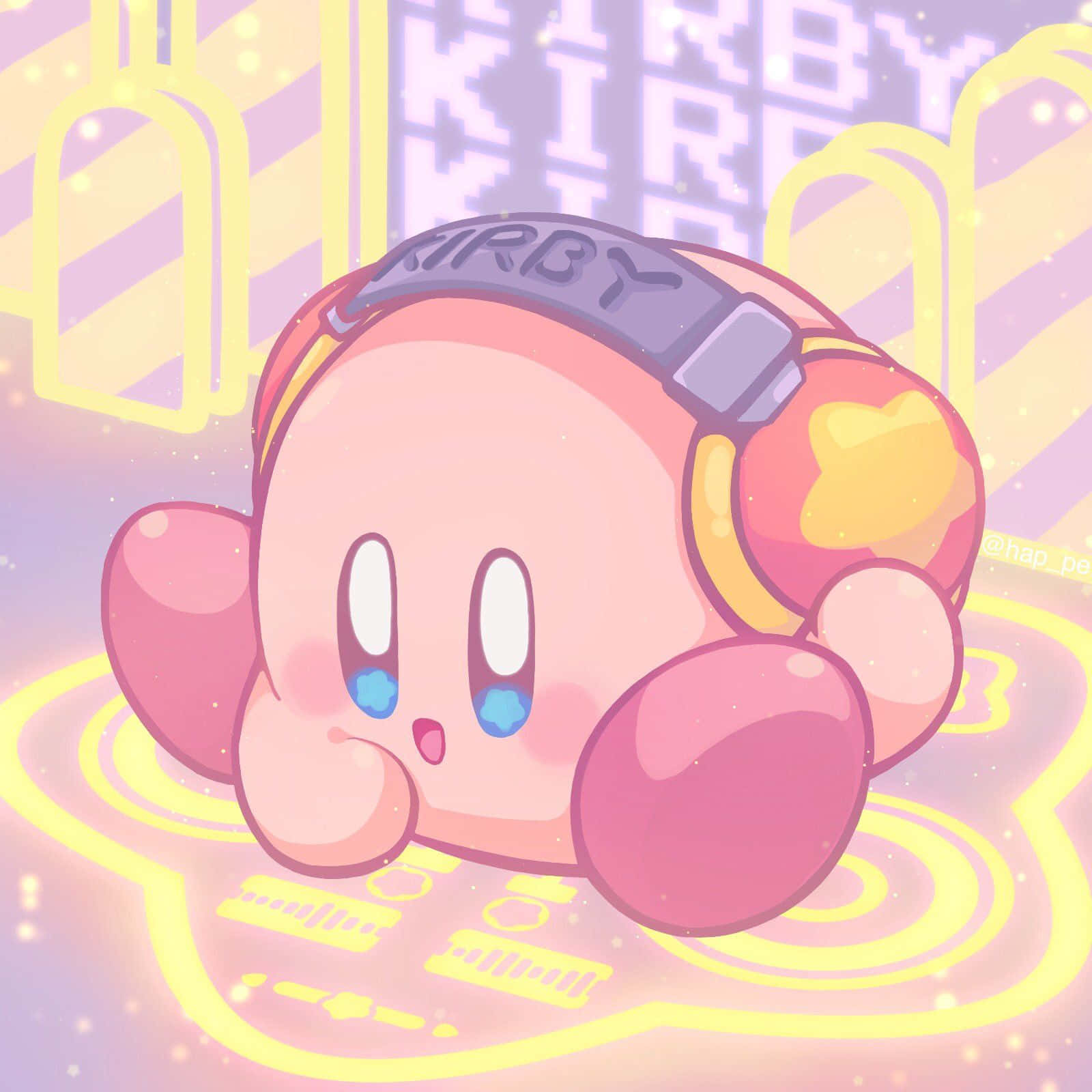 Distrează-te alături de Kirby, creatura roz adorabilă Fundal