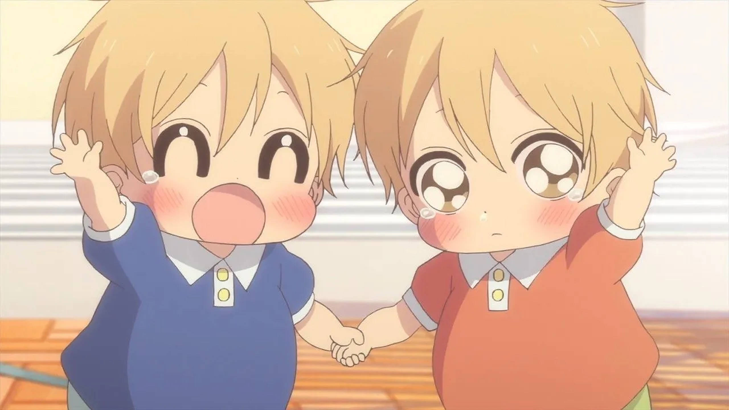 Doi Copii Anime Adorabili Fundal