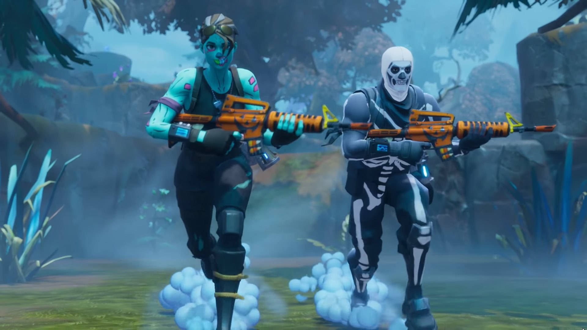 Doi jucători Fortnite înfruntă frigul Fundal