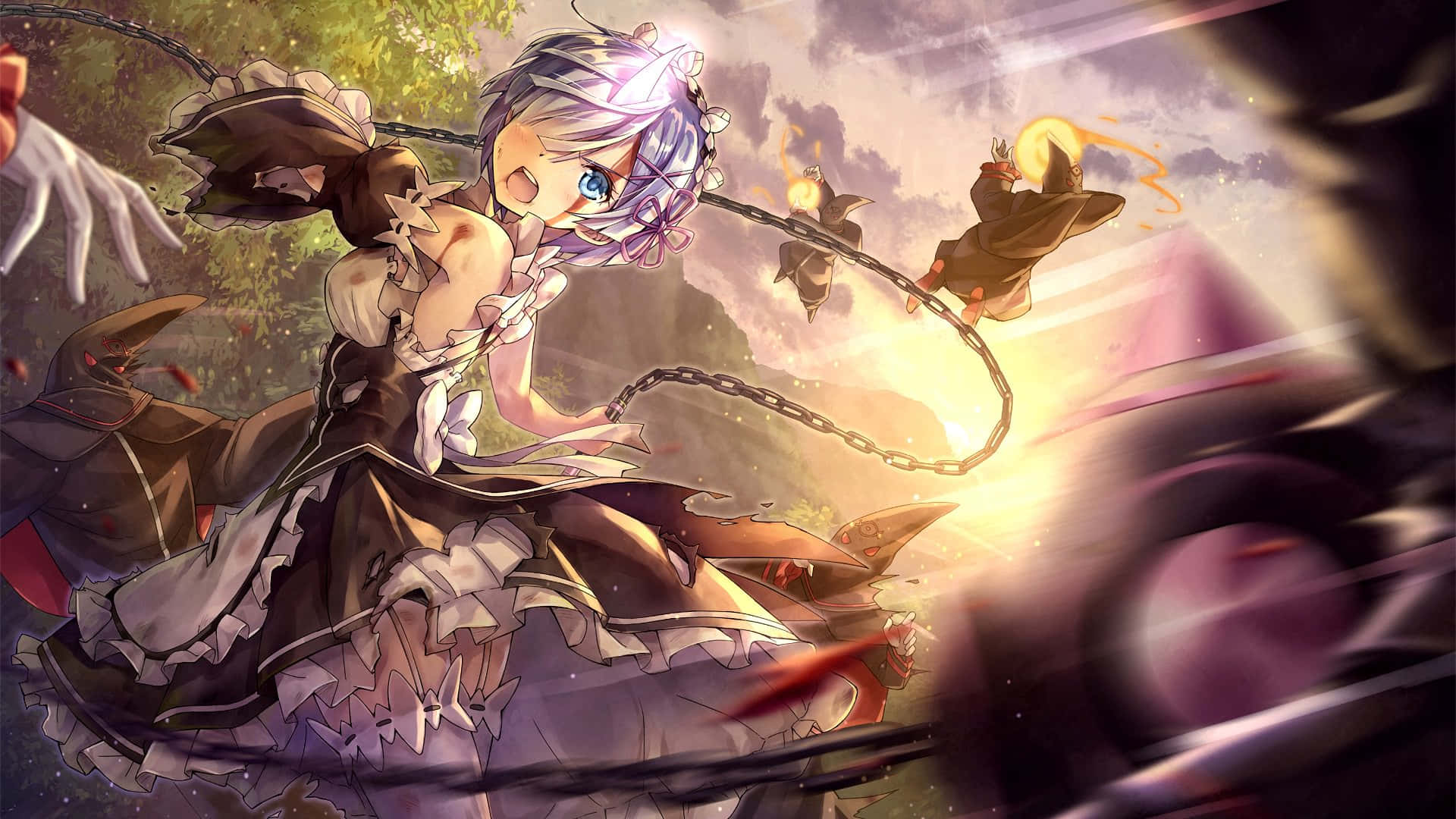 Doi războinici se înfruntă într-o luptă epică anime! Fundal