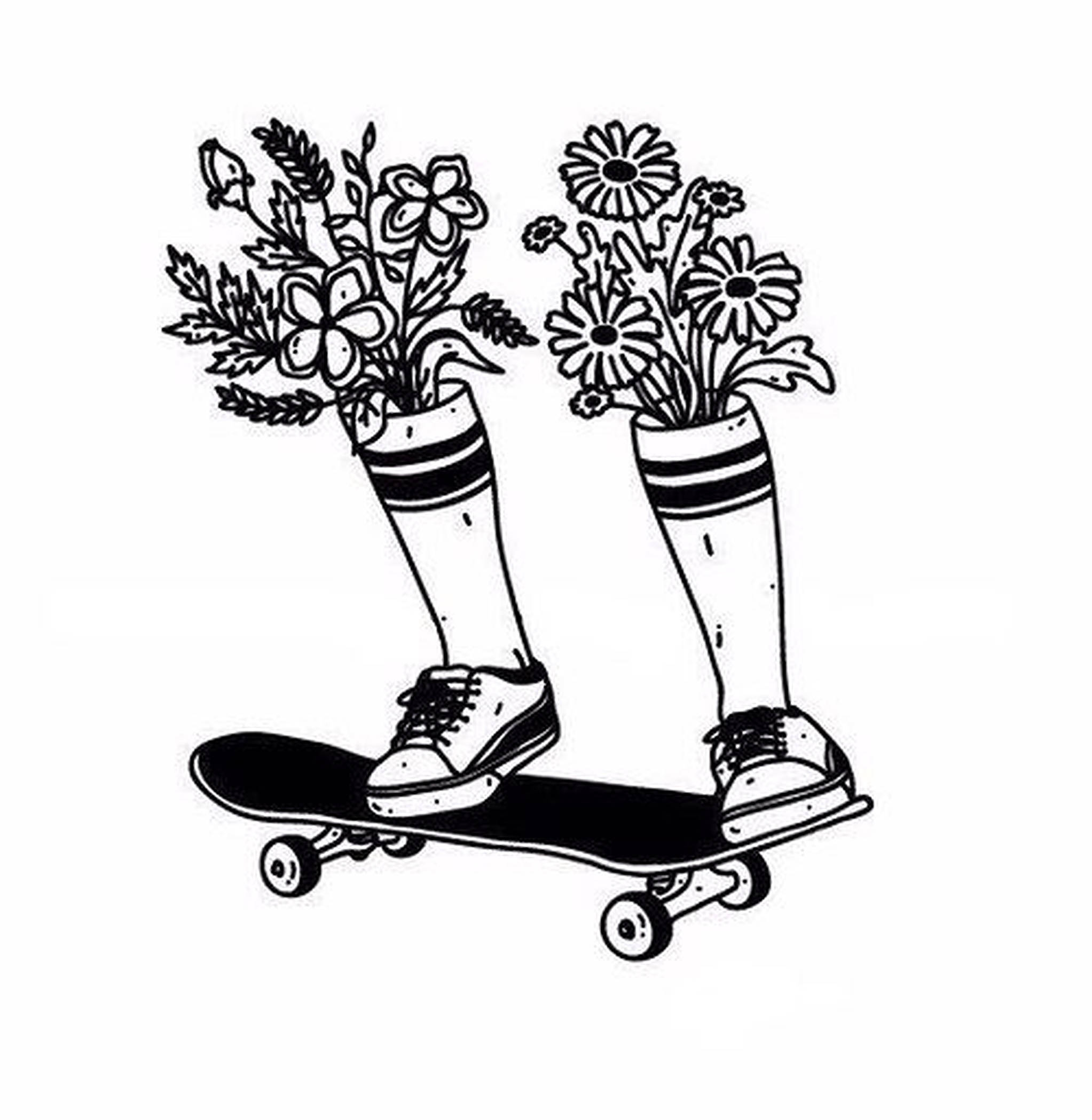 Doodle Estetic Skater Boy Fundal