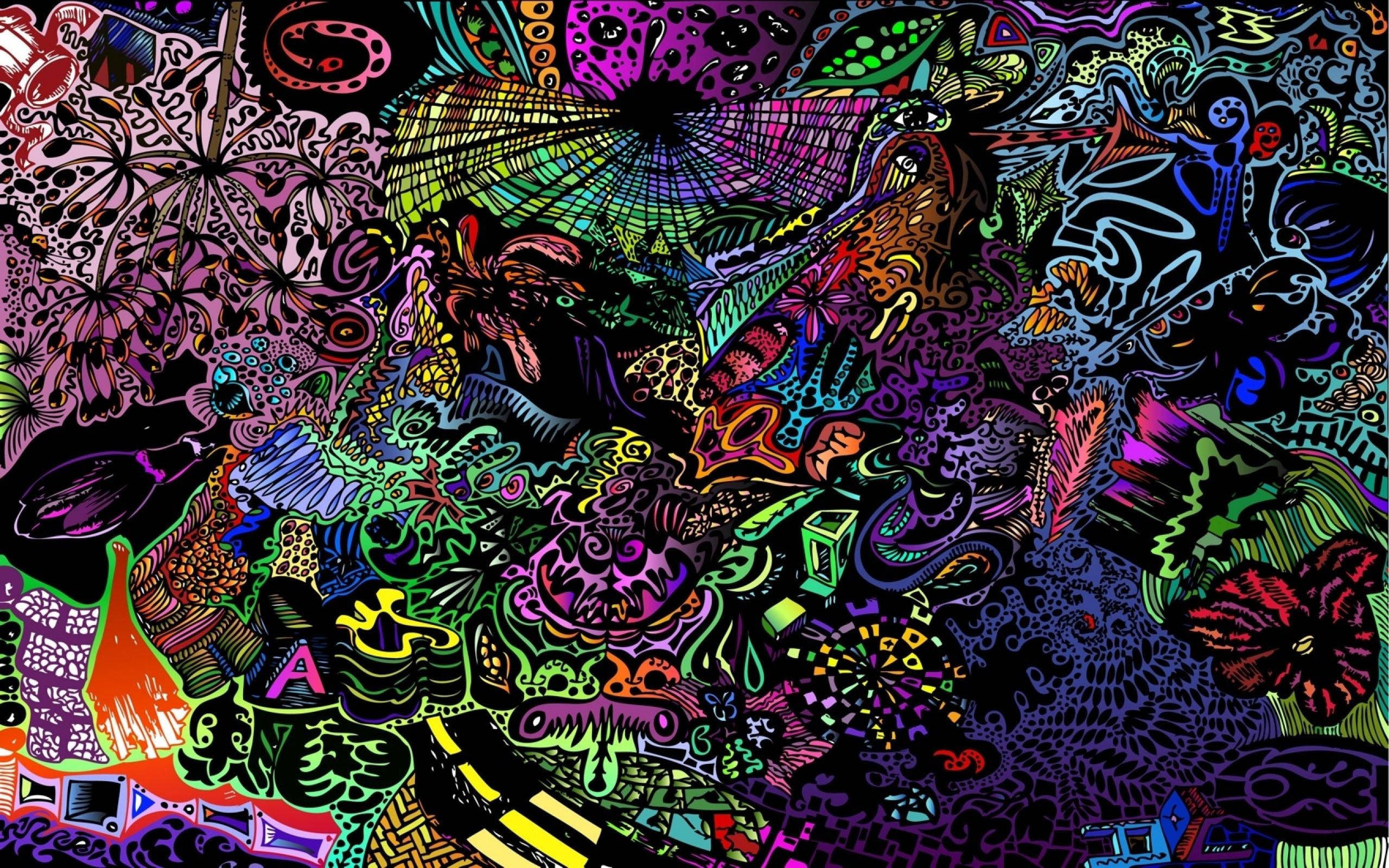 Doodle întunecat și psihedelic cu estetică întunecată Fundal