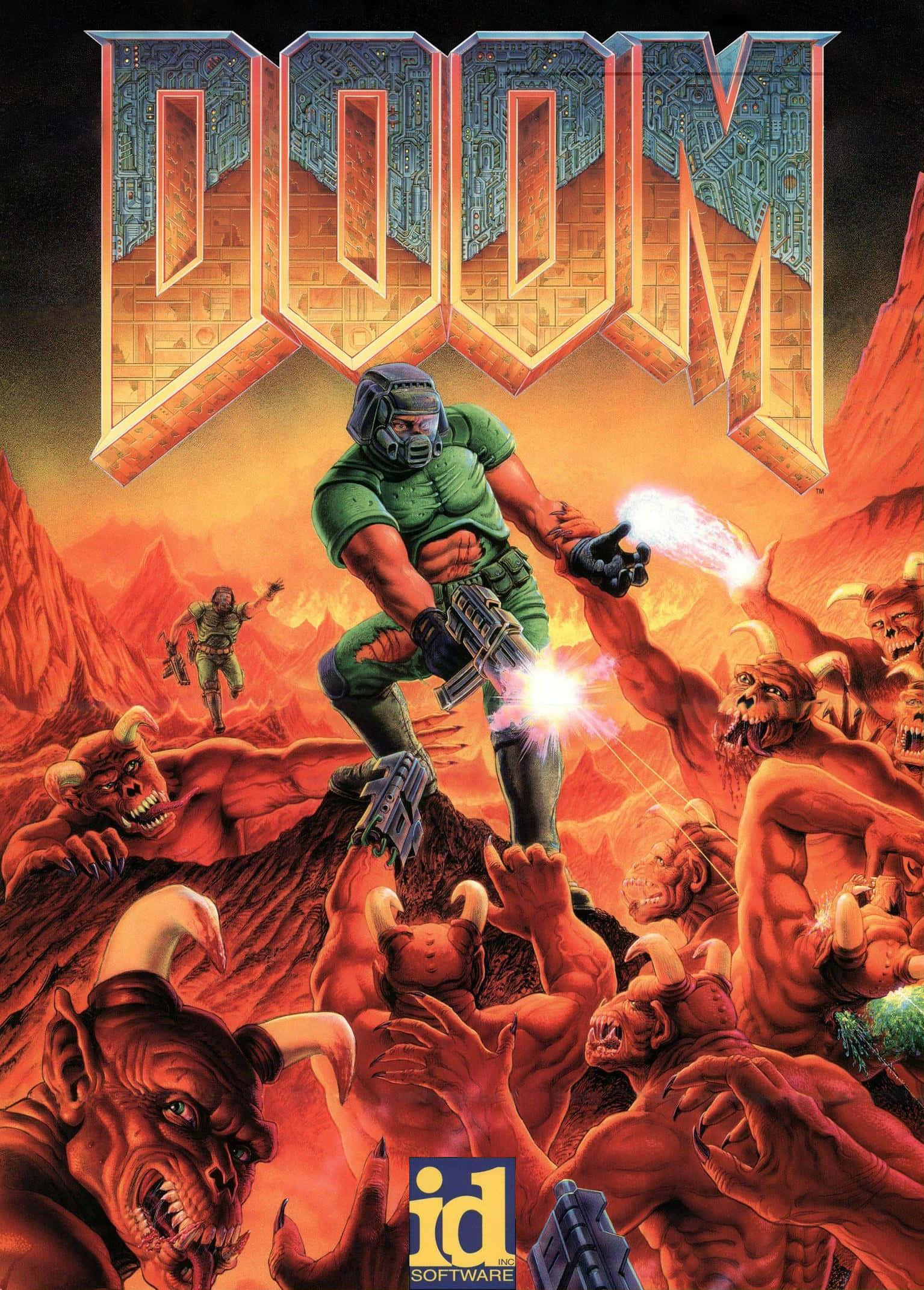 Doom Guy Luptându-se Cu Monstrul Pixel 3xl Doom Eternal Fundal