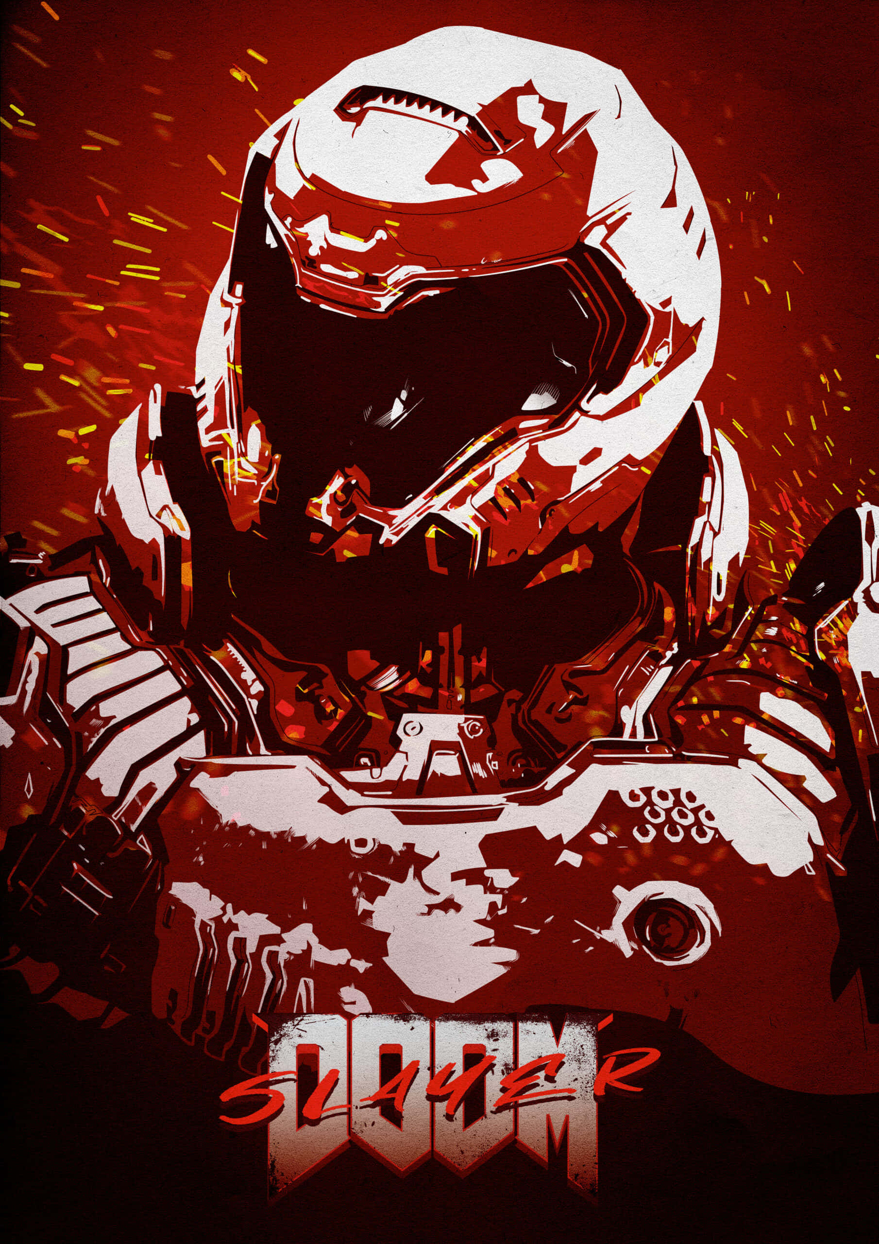 Doom Slayer își învinge inamicii. Fundal
