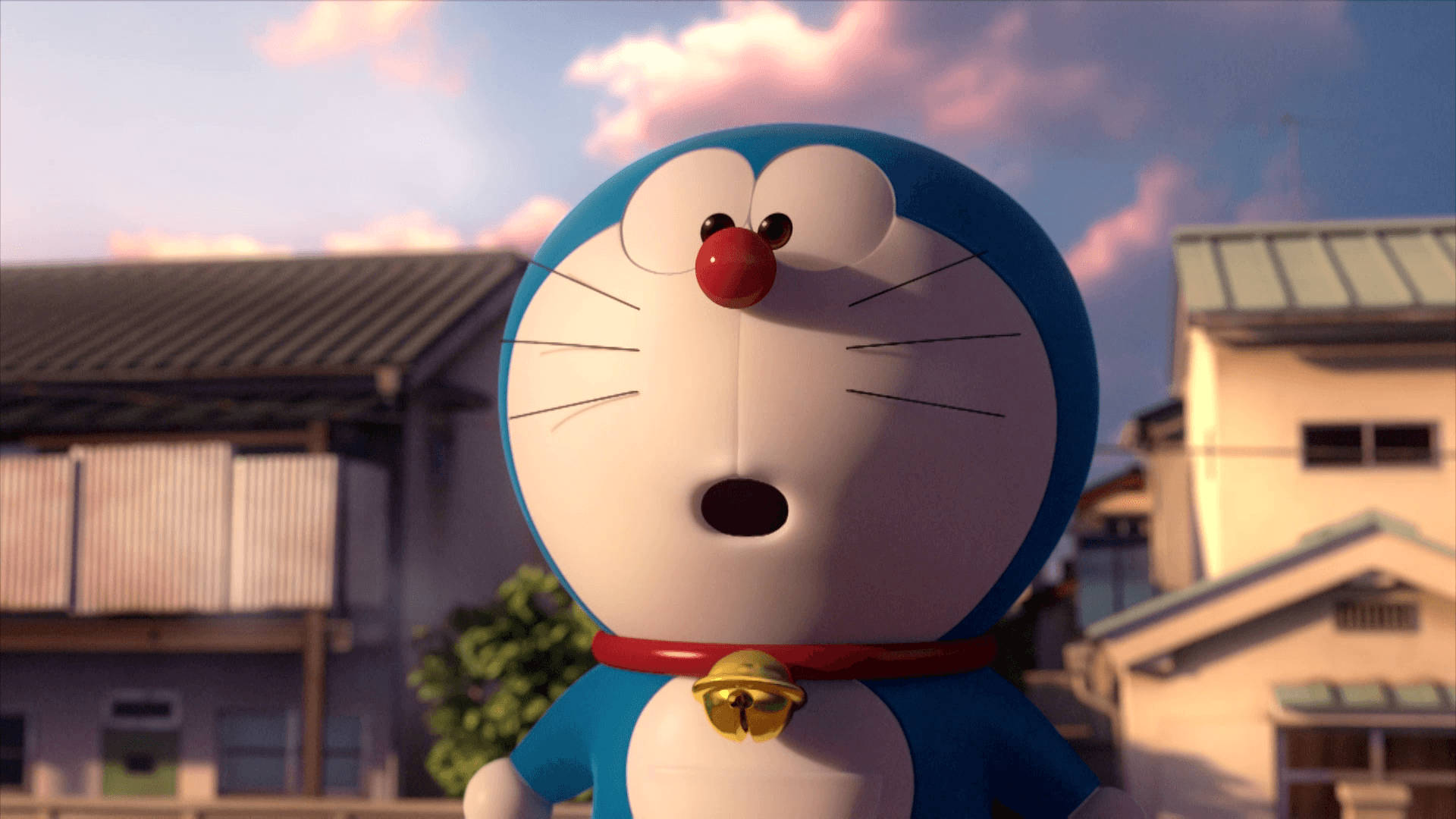Doraemon 3D cu expresie surprinsă Fundal