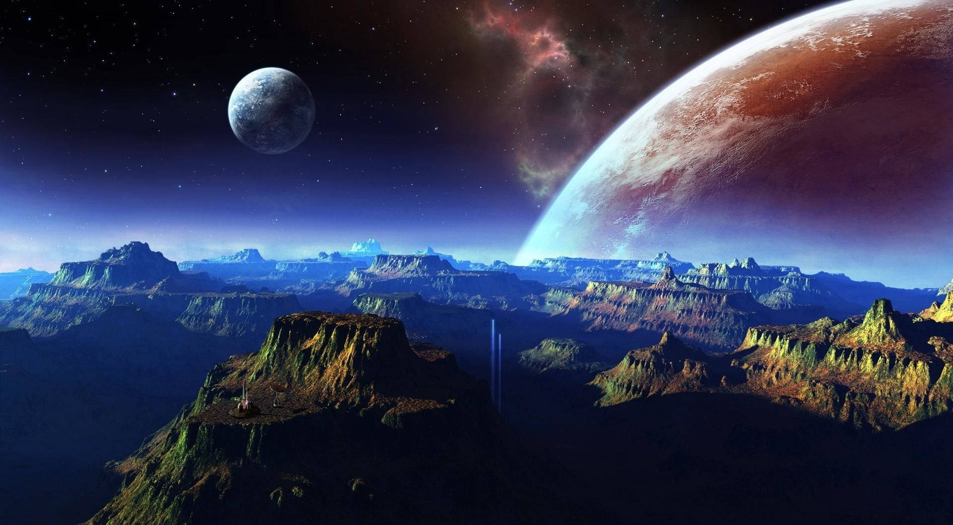 Două luni 1920x1080 HD Spațiu Fundal