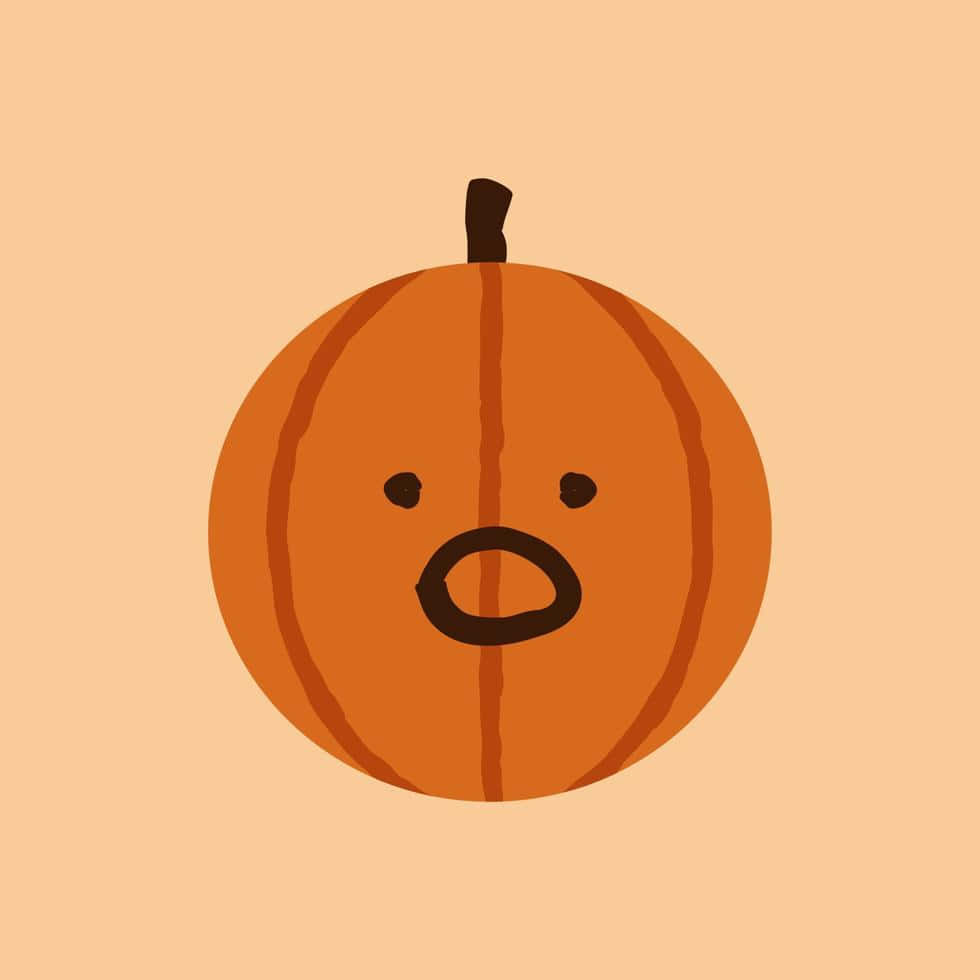 Dovleac de Halloween estetic și drăguț cu față șocată Fundal
