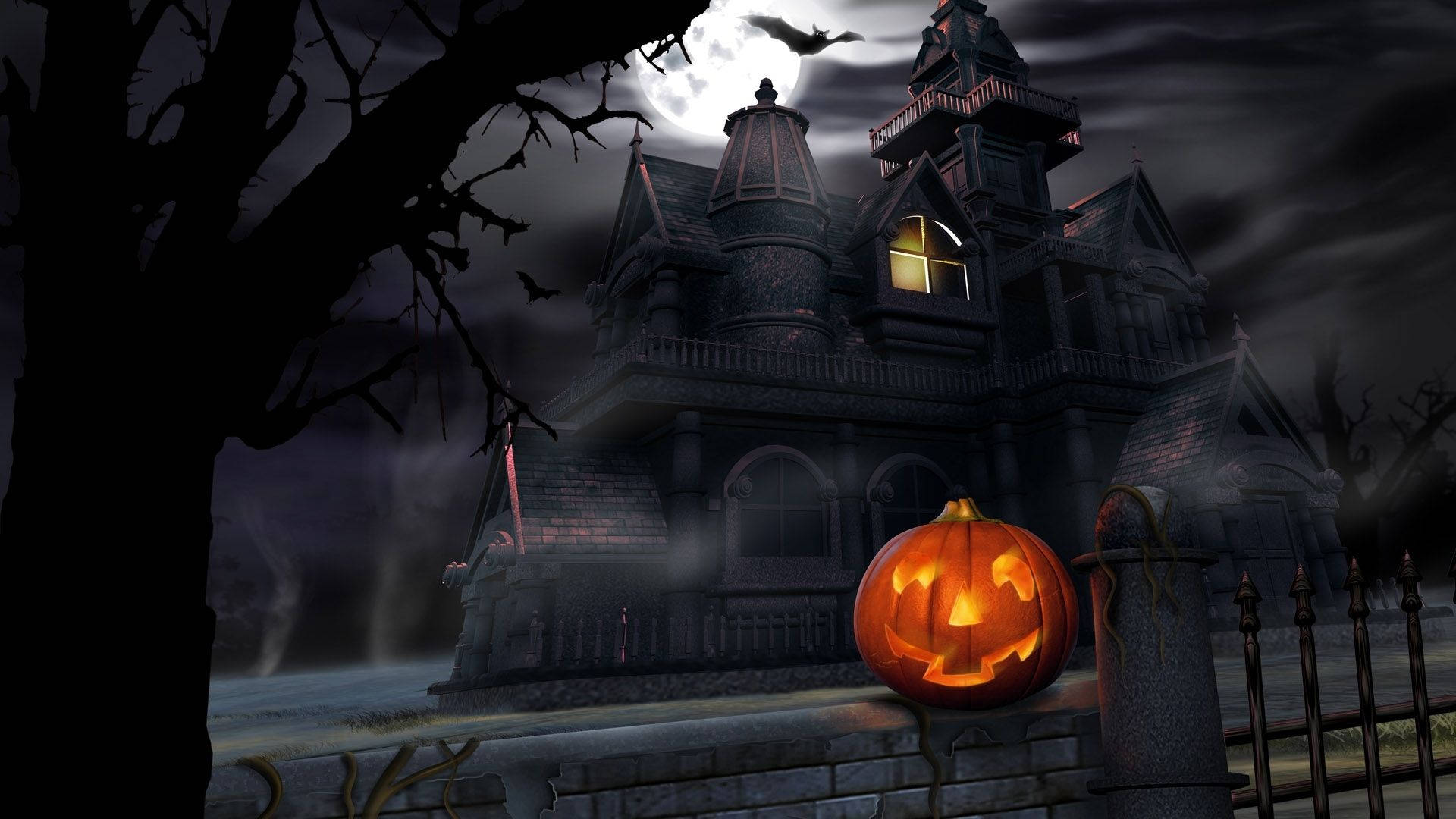 Dovleac în Exterior în Halloween de Desene Animate Fundal