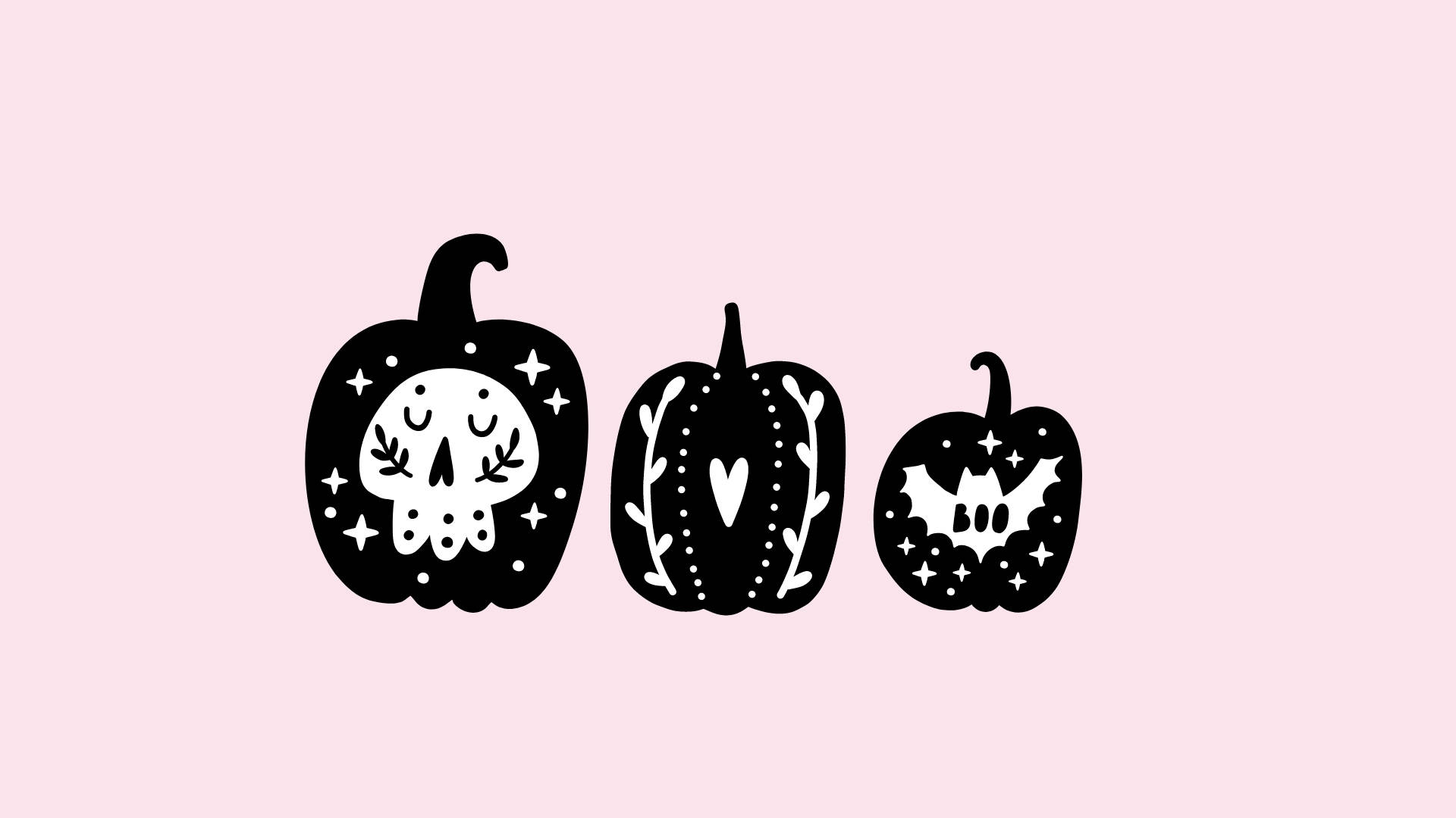 Dovleci Drăguți de Halloween cu Estetică Cute Fundal