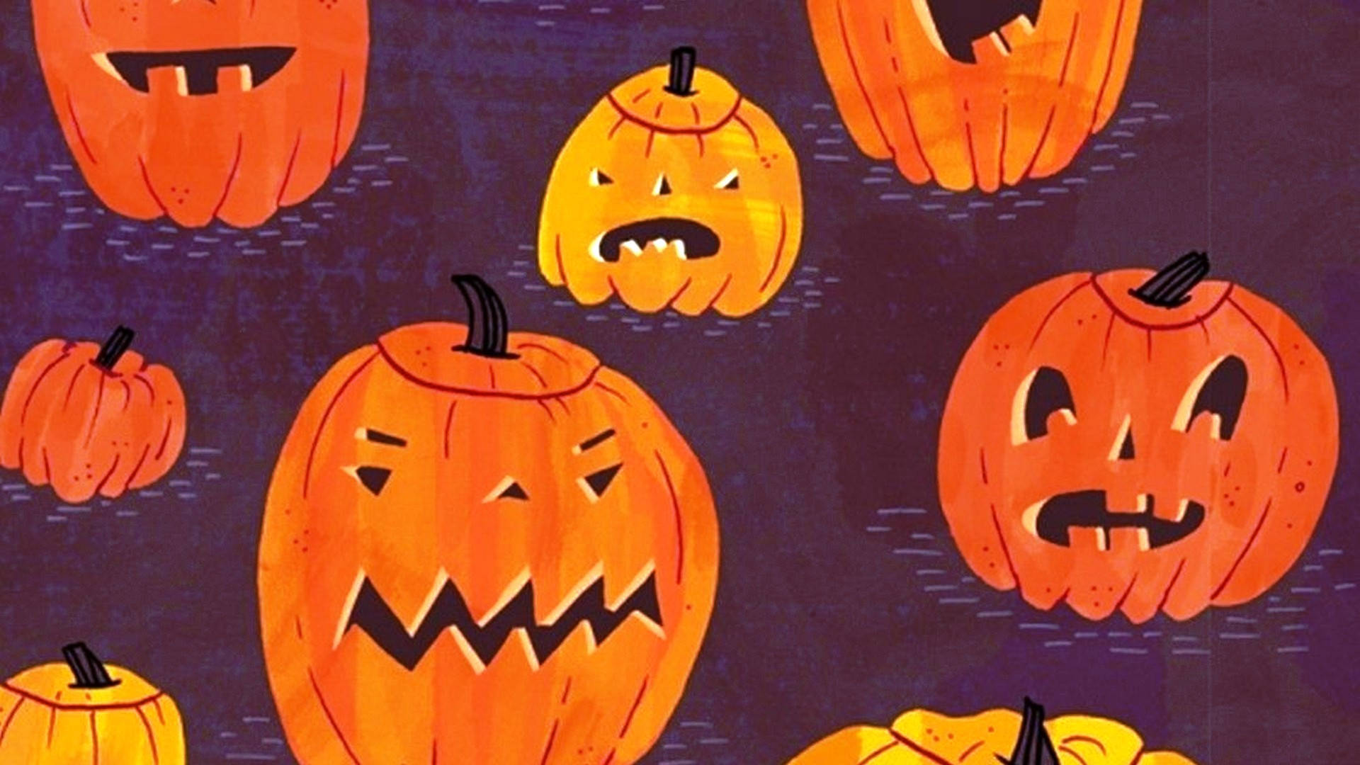 Dovleci Înfricoșători de Halloween cu Estetică Drăguță Fundal
