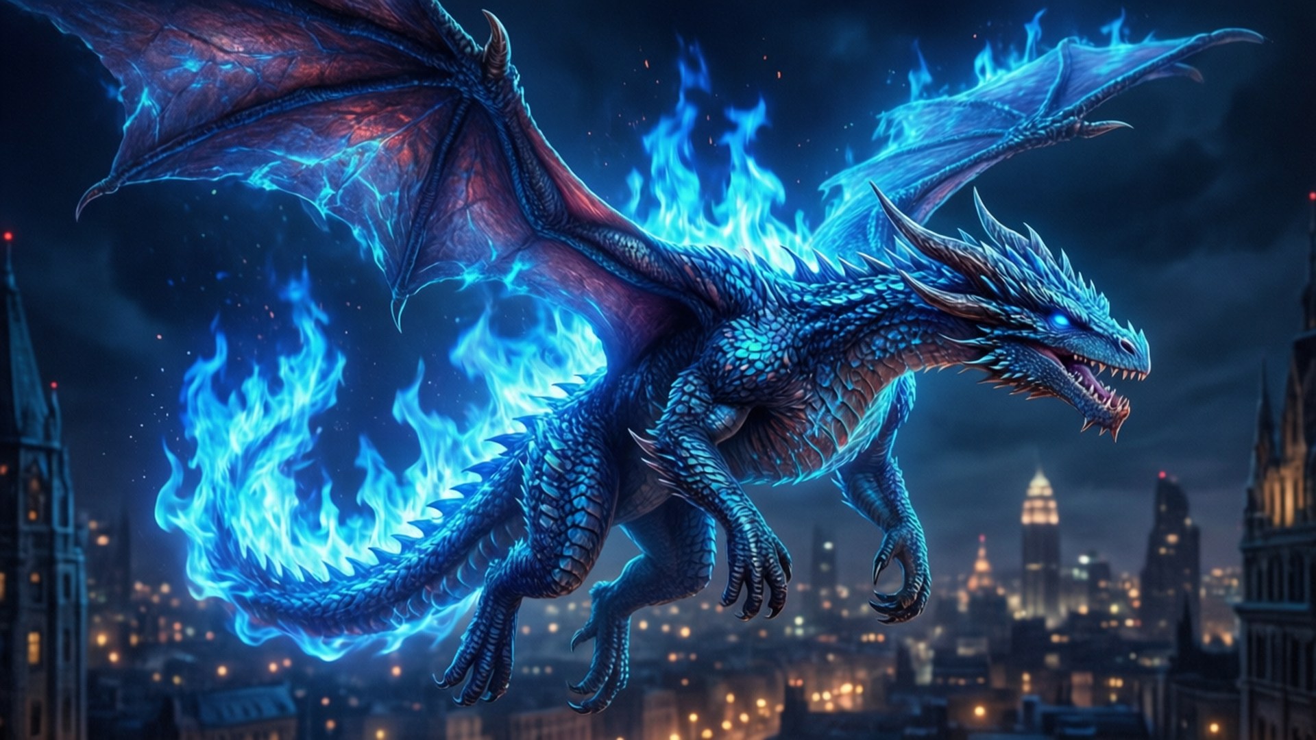 Dragon Albastru Neon Fundal