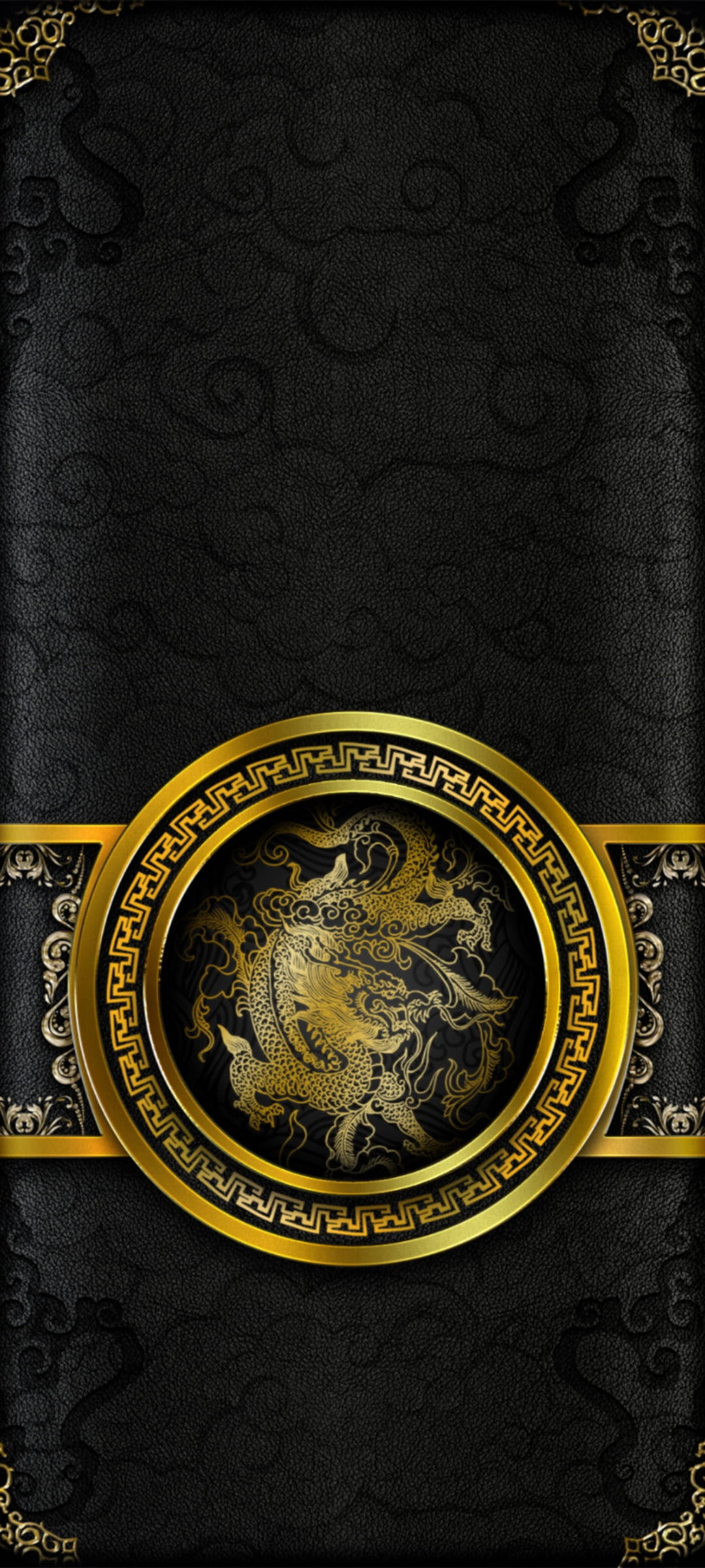 Dragon Chinez Negru și Auriu iPhone Fundal