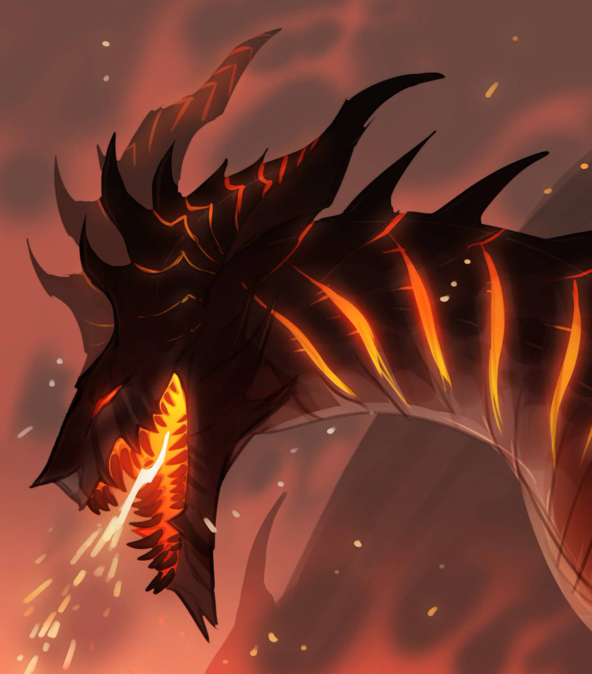 Dragon de lavă cu piele tăiată Fundal