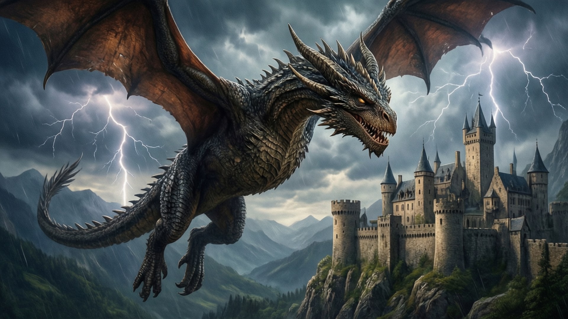 Dragon deasupra Castelului Fundal